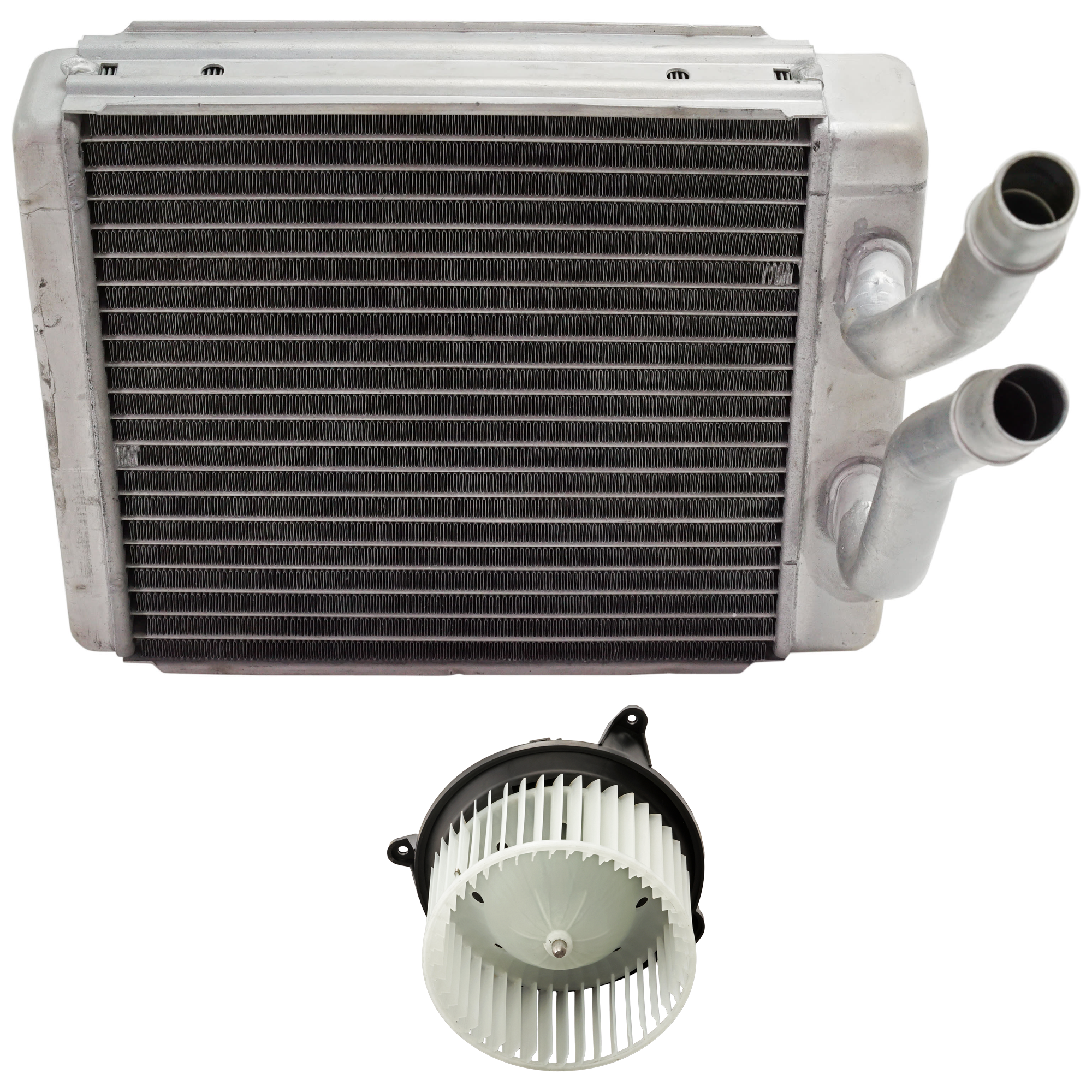 AM H2-03-07 SILVERADO 1500-03-06 HEATER CORE AND BLOWER MOTOR KIT Front 2 pc Kit Aluminum 7.25 x 7.25 x 1.63 in. Core Size with Heater Core and Blower Motor SKU KIT 101024-55 Partslink GM3126130 OEM 19258989-88986838