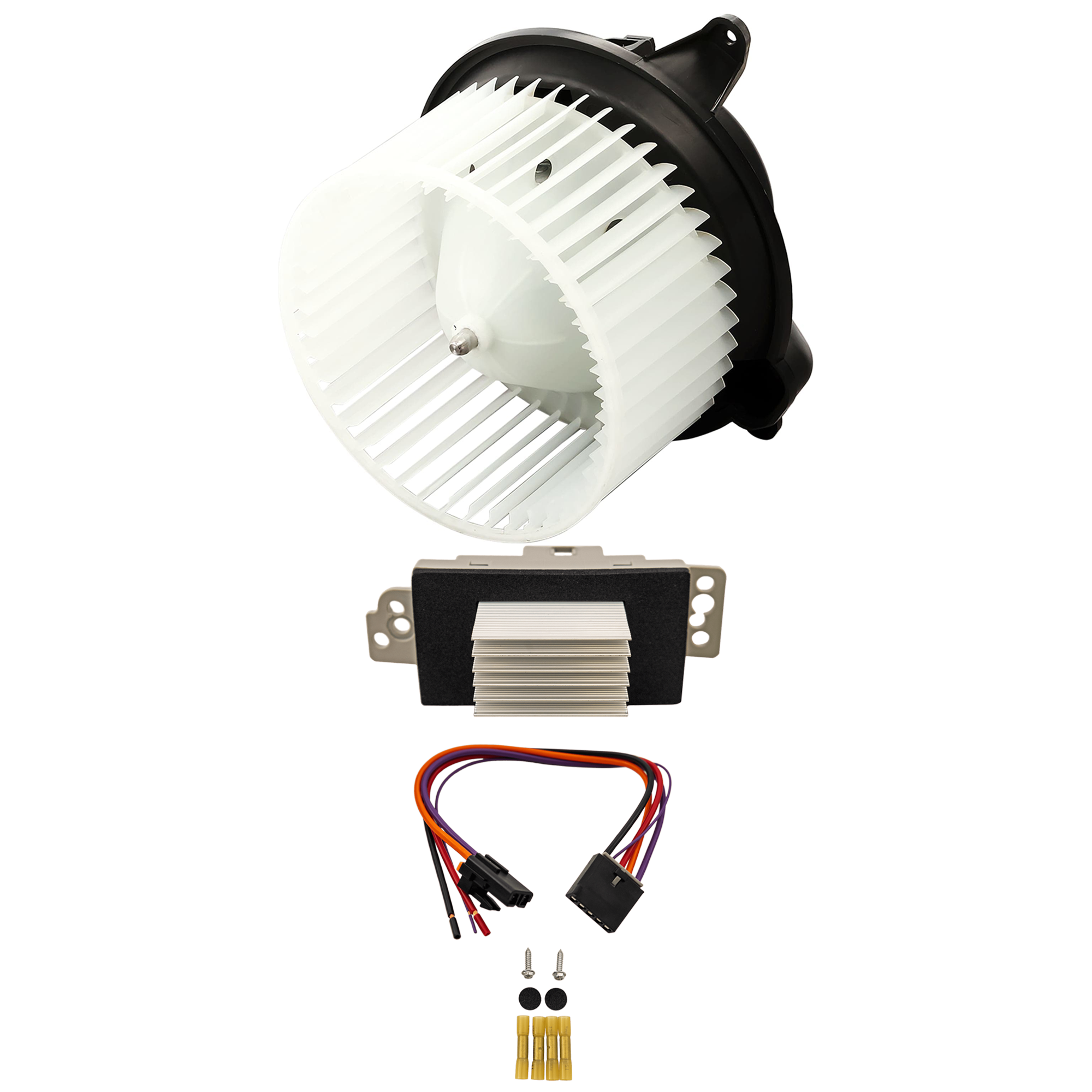AM SILVERADO SIERRA 03-07 BLOWER MOTOR 2 pc Kit Front w Custom Center Console includes Blower Motor Resistor SKU KIT 101025-07 OEM 88986838-19260762-8888929760
