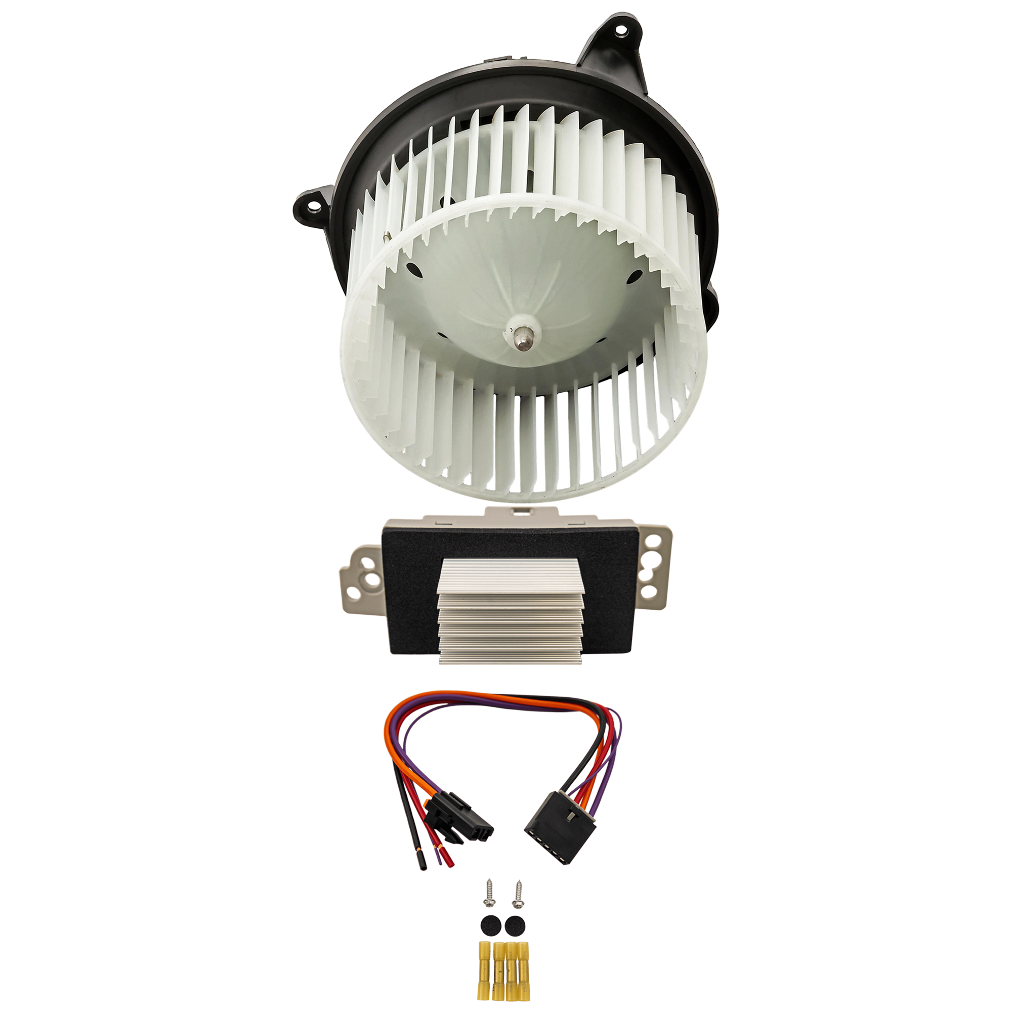 AM SILVERADO SIERRA 03-07 BLOWER MOTOR 2 pc Kit Front w Custom Center Console includes Blower Motor Resistor SKU KIT 101025-08 OEM 88986838-19260762-8888929760