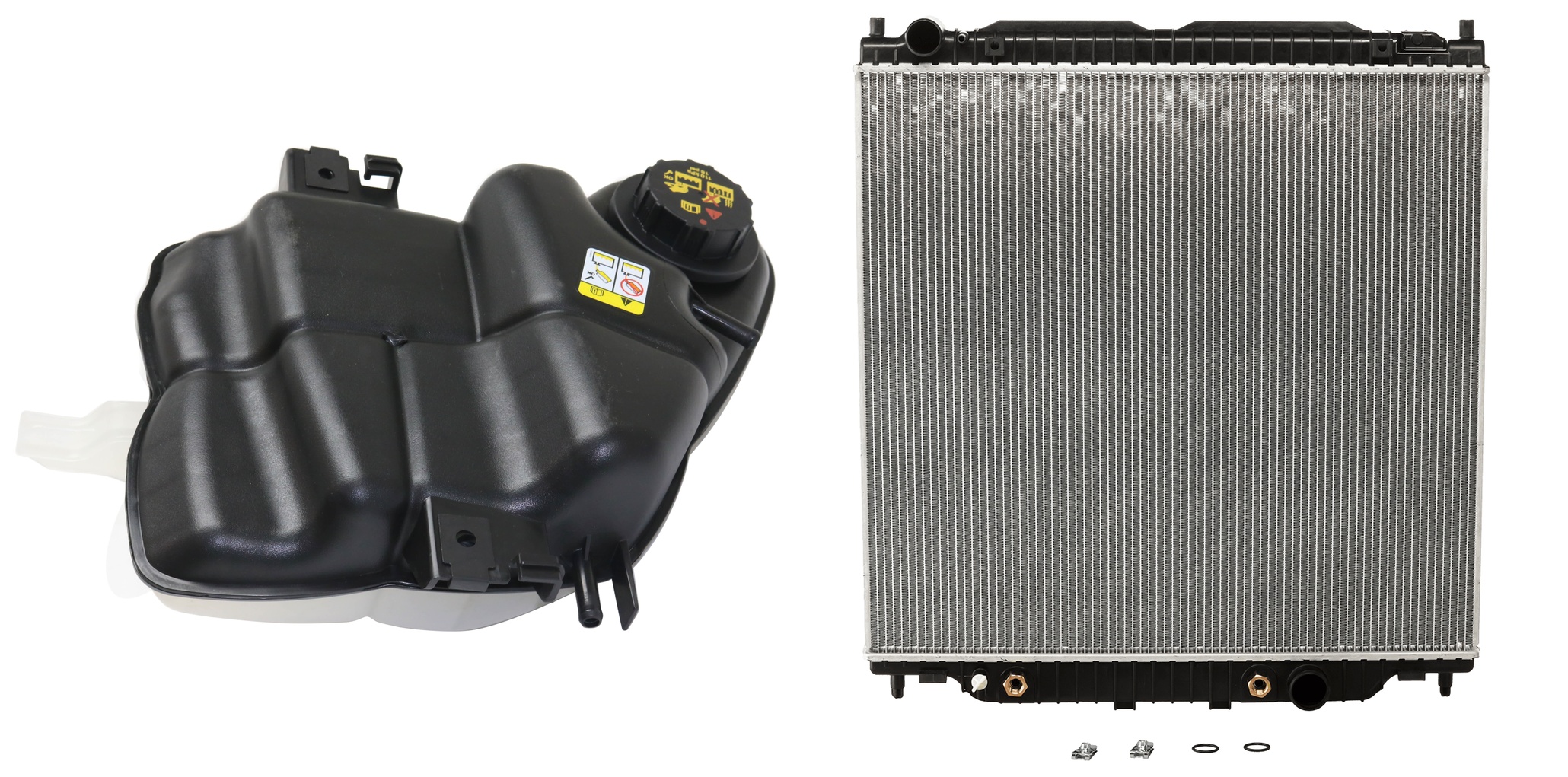 AM F SERIES SUPER DUTY 03-04 RADIATOR 2 pc Kit 6.0L Eng. Diesel includes Coolant Reservoir SKU KIT 101025-13 Partslink FO3010256 FO3014143 OEM 4C3Z8009BA 6C3Z8A080B PFM