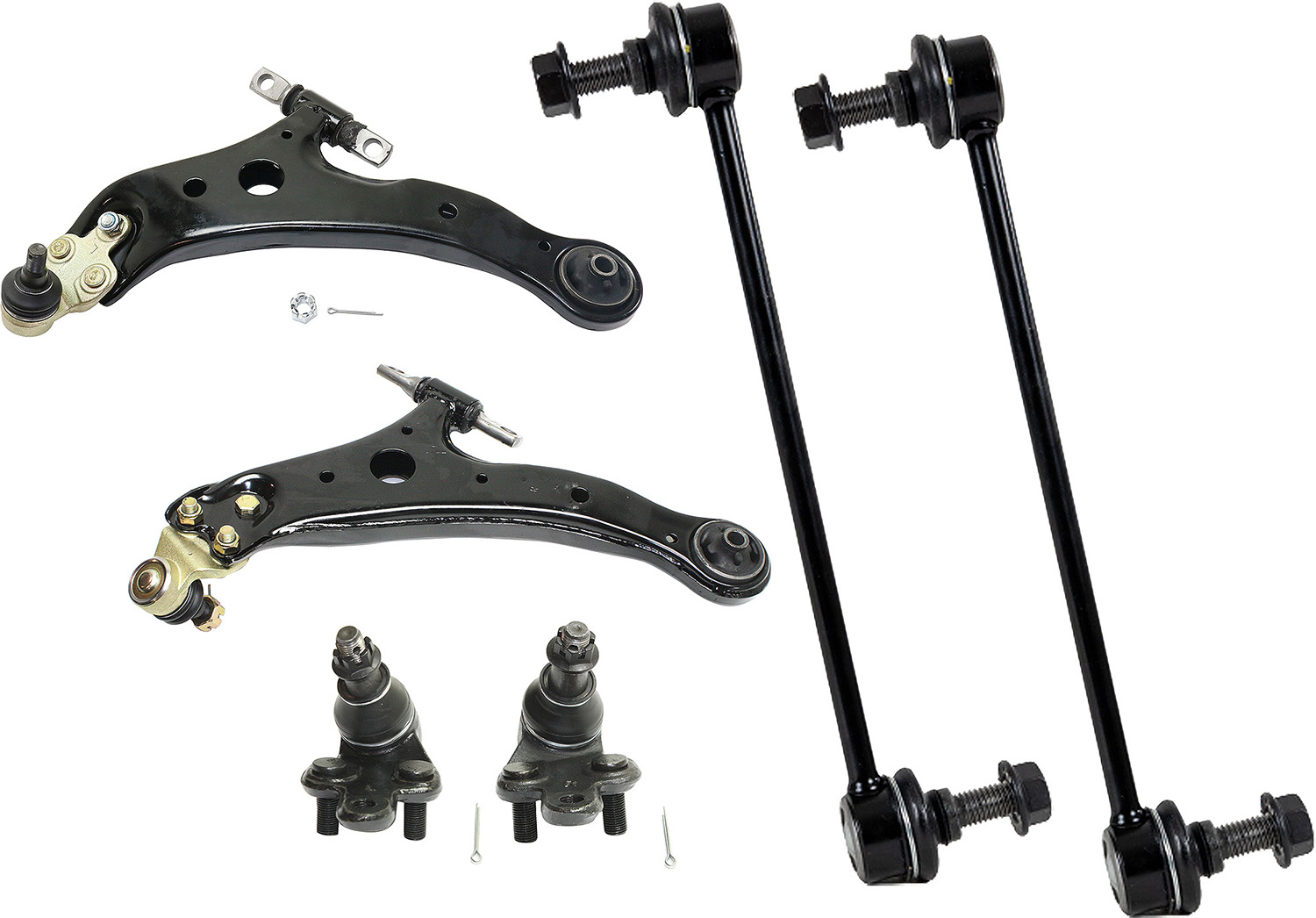 AM CAMRY 02-06 RX350-07-09 FRONT CONTROL ARM RH AND LH Lower 6 pc Kit w Ball Joint and Sway Bar Link SKU KIT 101117-04 OEM 104307-1014883-2601570-5051302