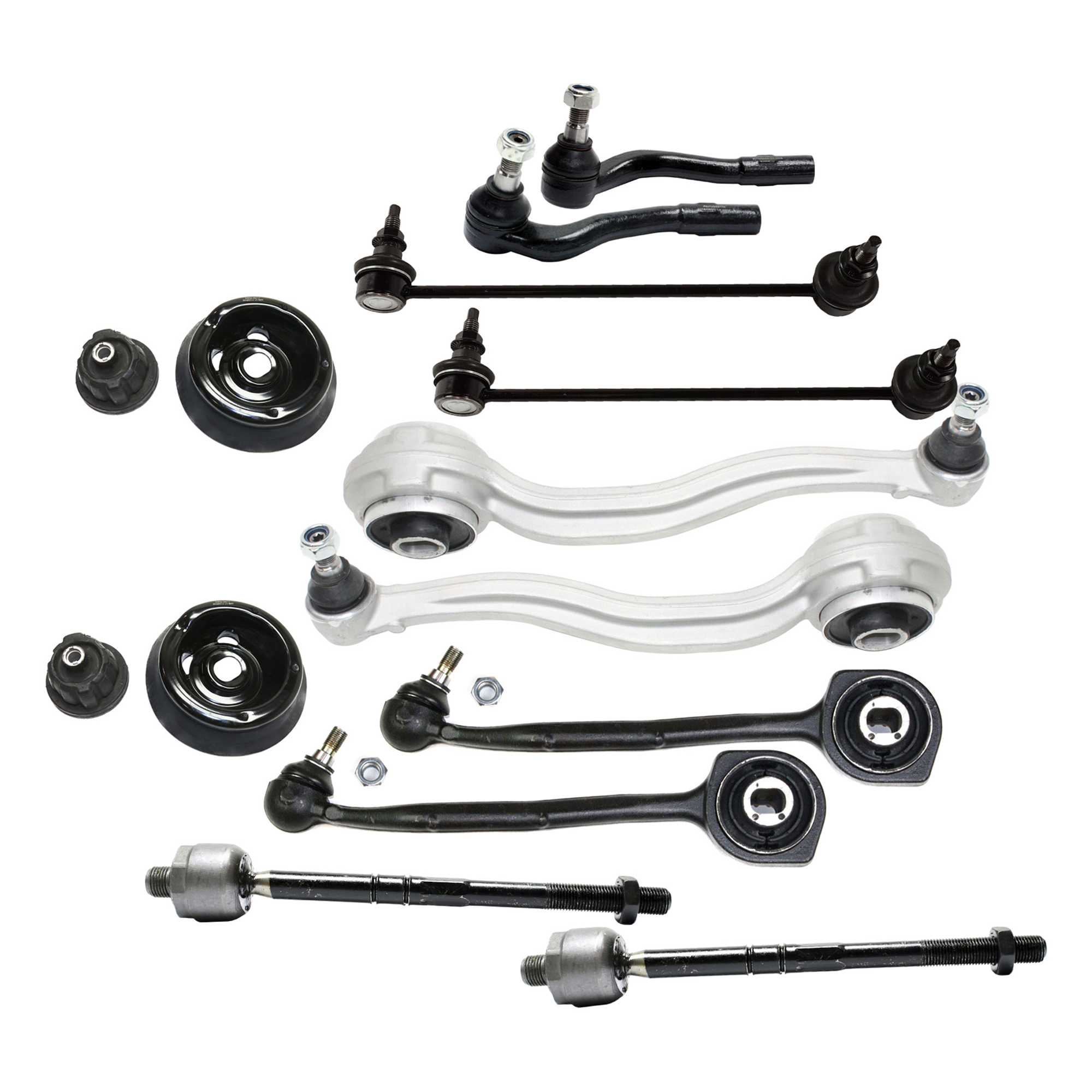 AM C CLASS 01-07 CLK CLASS 03-09 FRONT SUSPENSION KIT 12 pc kit with Control Arms Shock and Strut Mounts Sway Bar Links and Tie Rod Ends SKU KIT 101117-18 OEM 2033303311-2033303411-20333020