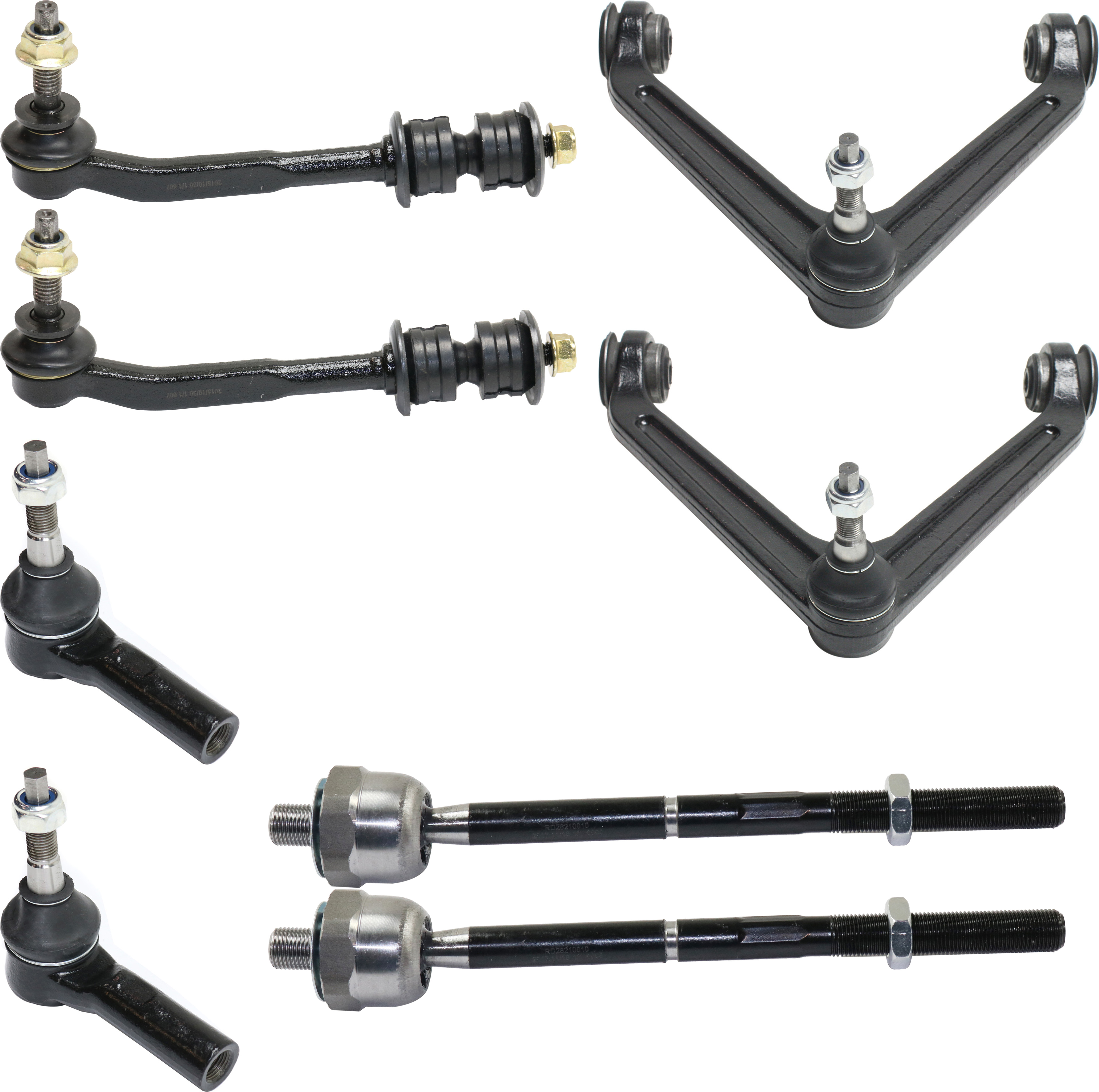 AM DURANGO 04-06 FRONT CONTROL ARM KIT RH AND LH Upper 8 pc kit with Sway Bar Links and Tie Rod Ends SKU KIT 101117-20 OEM 52106577AA 52106577AB 52106577