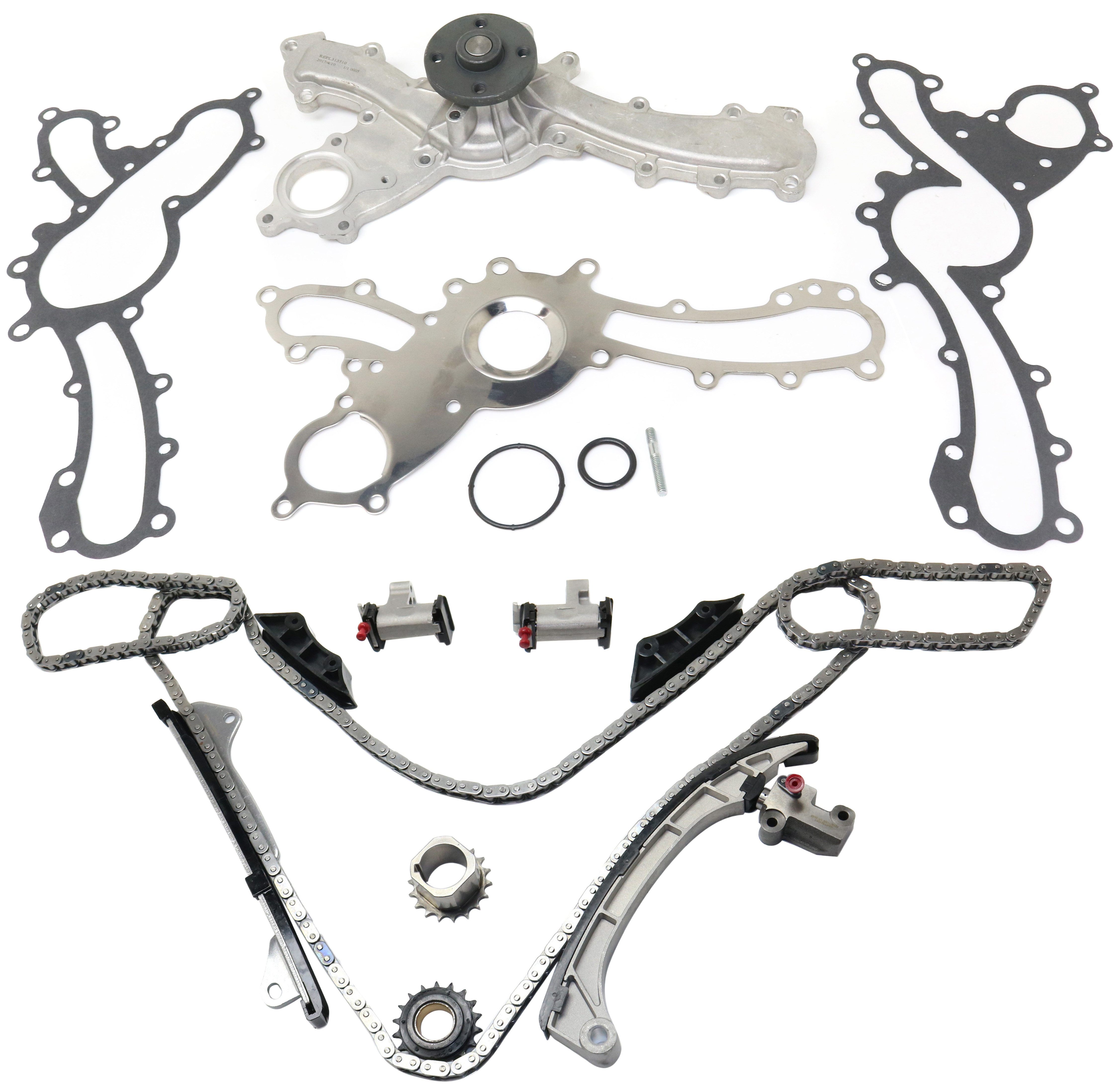 AM IS250 IS350-06-15 TIMING CHAIN KIT 2 pc kit with Water Pump SKU KIT 101117-34 OEM 1610039435-1610039436