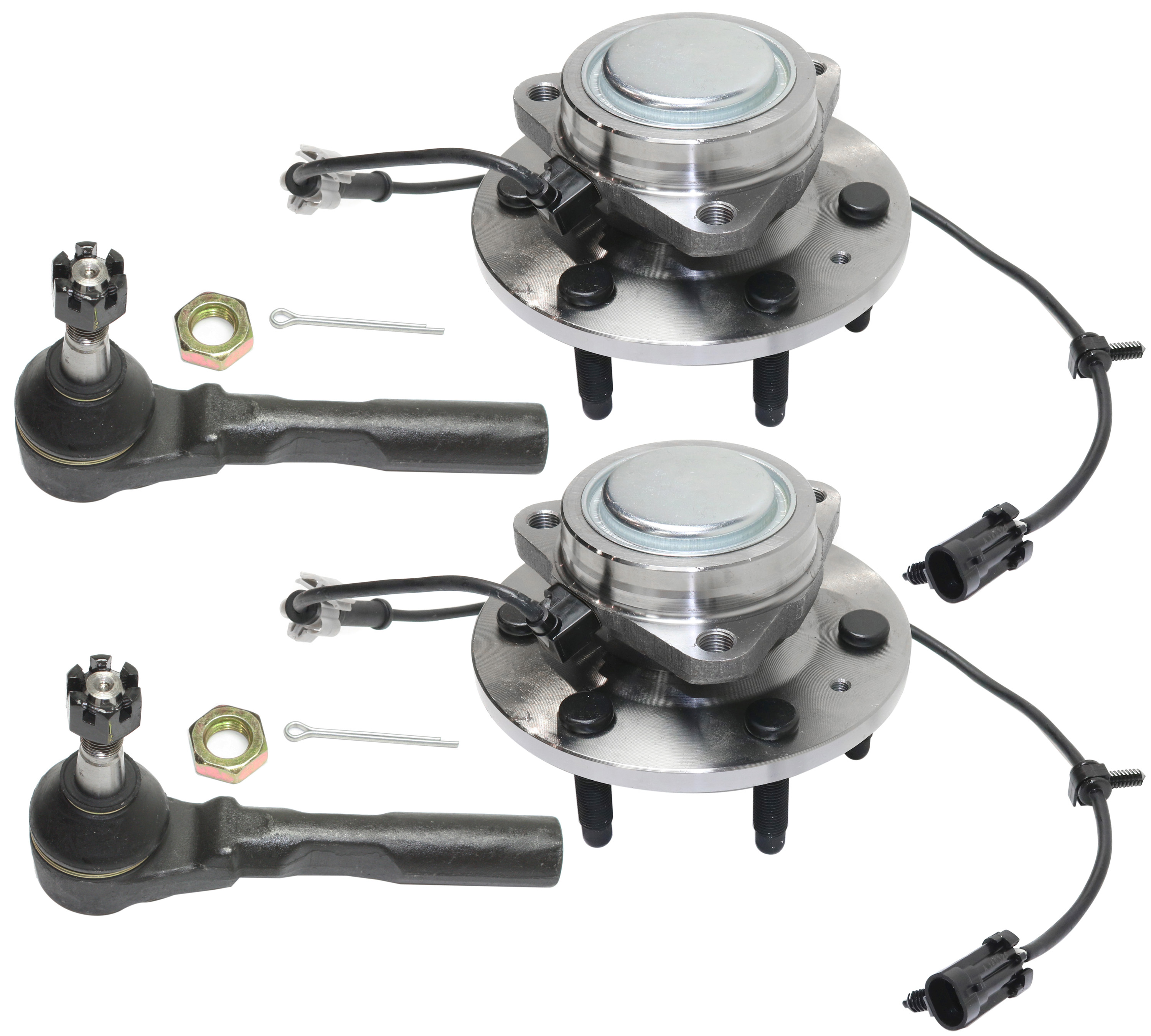 AM SILVERADO SIERRA 1500-99-07 FRONT HUB ASSEMBLY RH AND LH 4 pc Kit RWD with Tie Rod Ends SKU KIT 101117-96 OEM 15233111-15863440-26076544