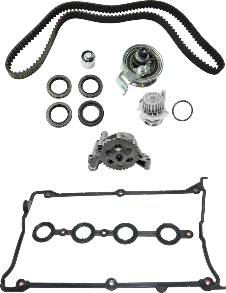 AM BEETLE 99-05 TT QUATTRO 00-06 TIMING BELT KIT 4 pc kit with Oil Pump Valve Cover Gasket and Water Pump SKU KIT 101217-12 OEM 190006-153194601-058198025A VS