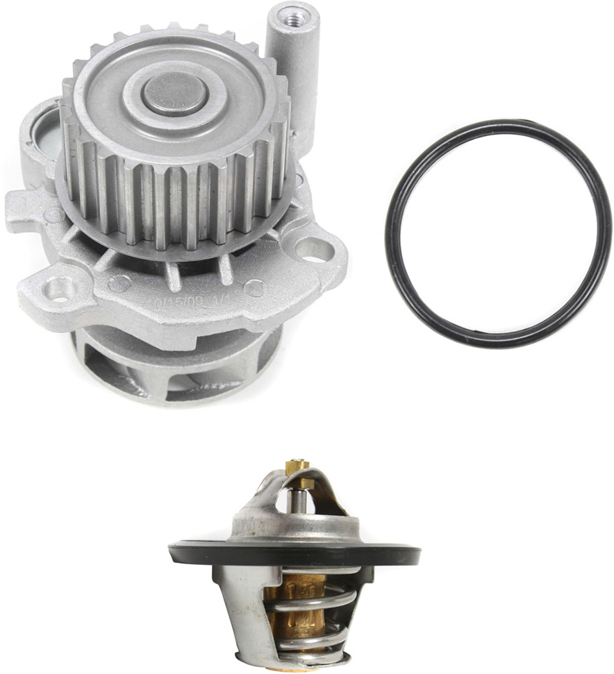 AM BEETLE 98-05 GOLF 99-06 WATER PUMP 2 pc kit with Thermostat SKU KIT 101217-47 Partslink SPL010516 OEM 050121113C