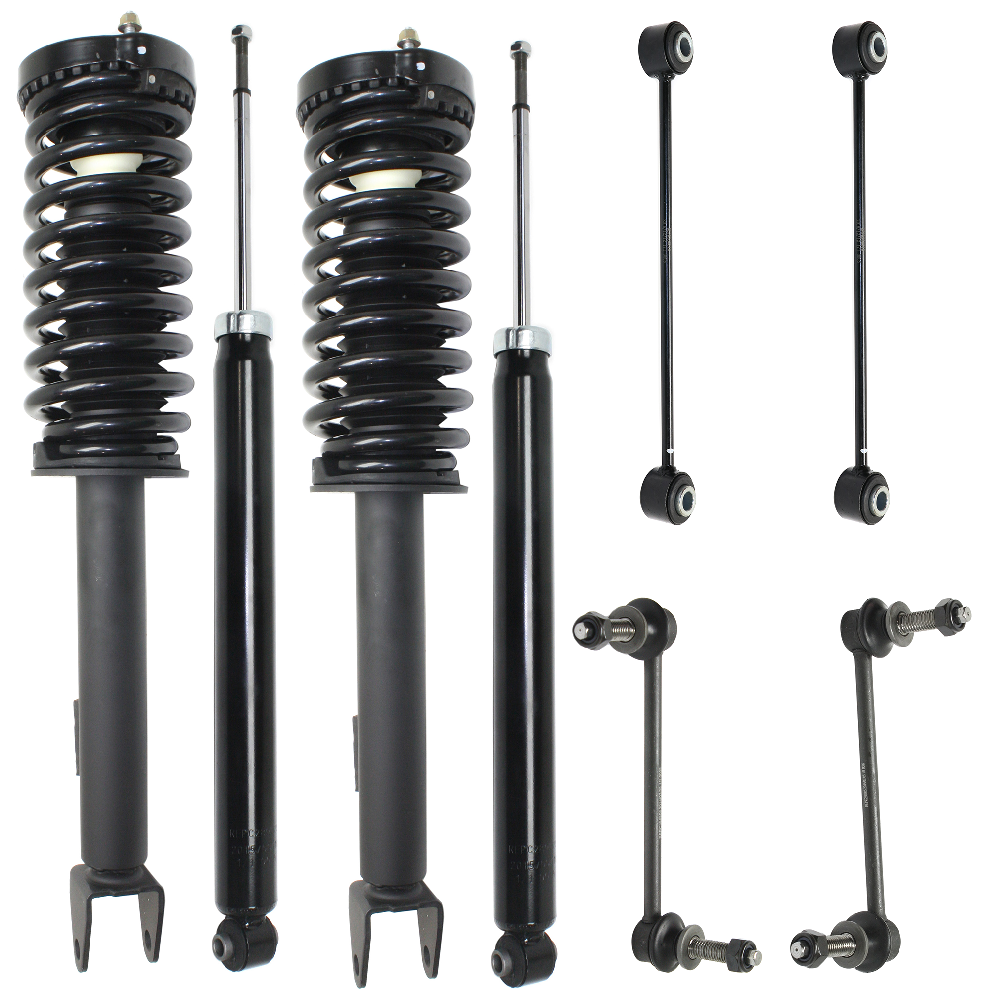 AM CHRYSLER 300-05-10 FRONT AND REAR SUSPENSION KIT RH AND LH 8 pc kit with Loaded Struts Shock Absorbers and Sway Bar Links SKU KIT 101322-01 OEM 4782714AD 4895687AC 5180753AA