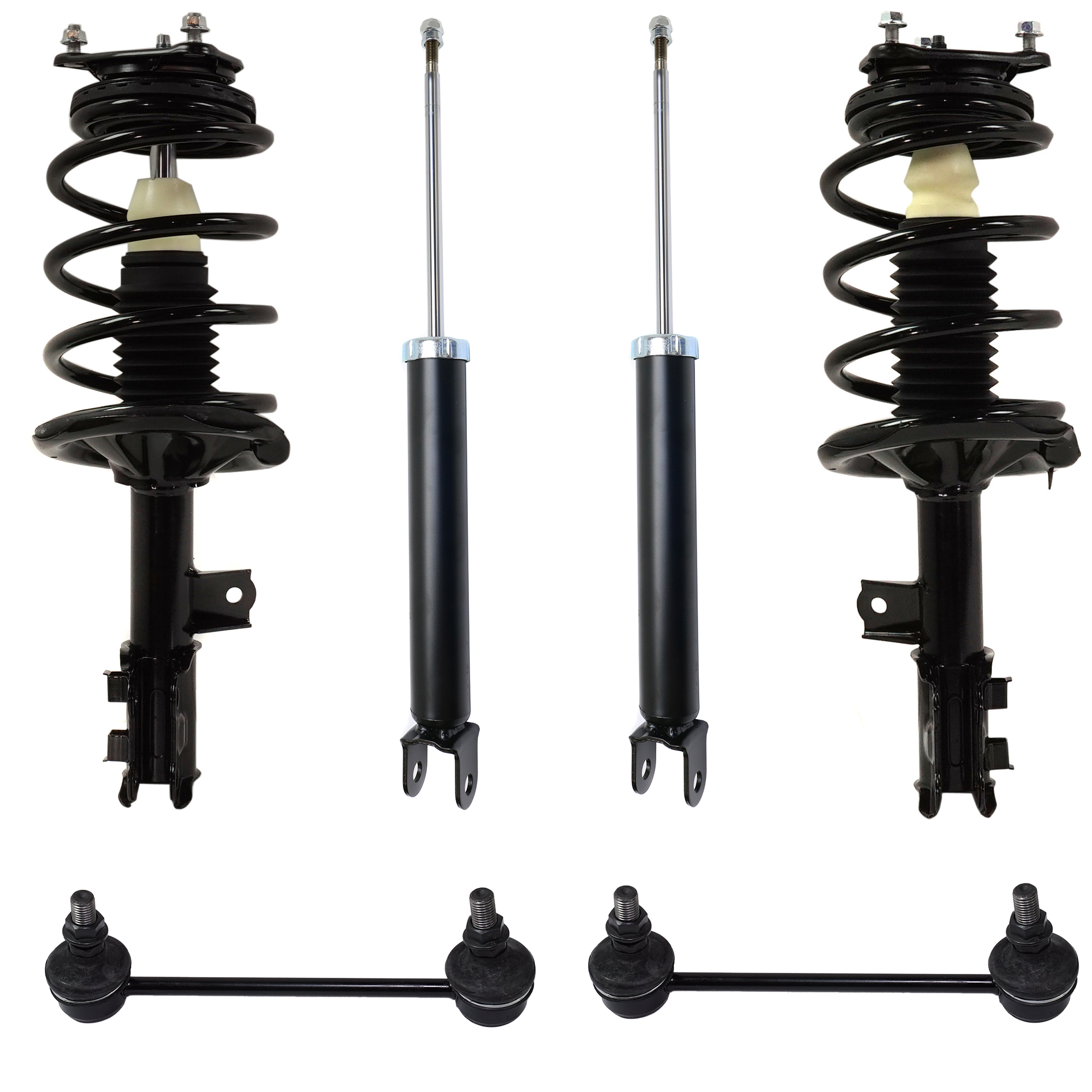 AM ELANTRA 07-10 SUSPENSION KIT RH AND LH 6 pc kit with Loaded Struts Shock Absorbers and Sway Bar Links SKU KIT 101422-07 OEM 553112H100-172305-182305-83700