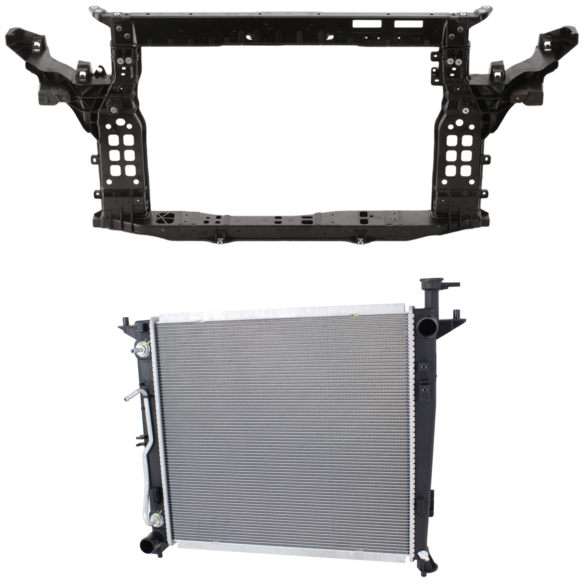 AM SORENTO 16-18 RADIATOR SUPPORT 2 pc Kit Assembly 2.0L Eng. Turbocharged includes Radiator SKU KIT 101425-06 Partslink KI1225173C KI3010151 OEM 25310C6170-64101C6500-64101C60