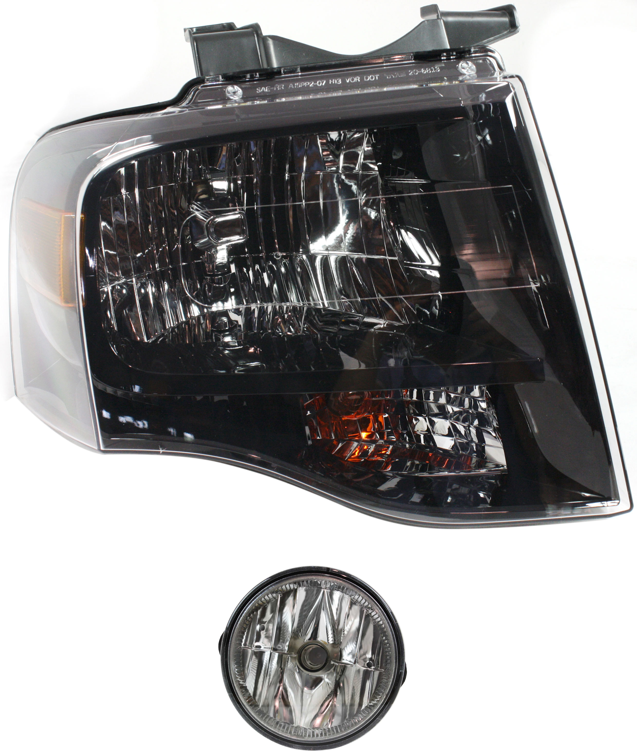 AM EXPEDITION 07-14 HEAD LAMP RH Assembly Halogen 2 pc Kit with Fog Light SKU KIT 101717-03 Partslink FO2503227 FO2593221 OEM 7L1Z13008CB PFM AL1Z15200B