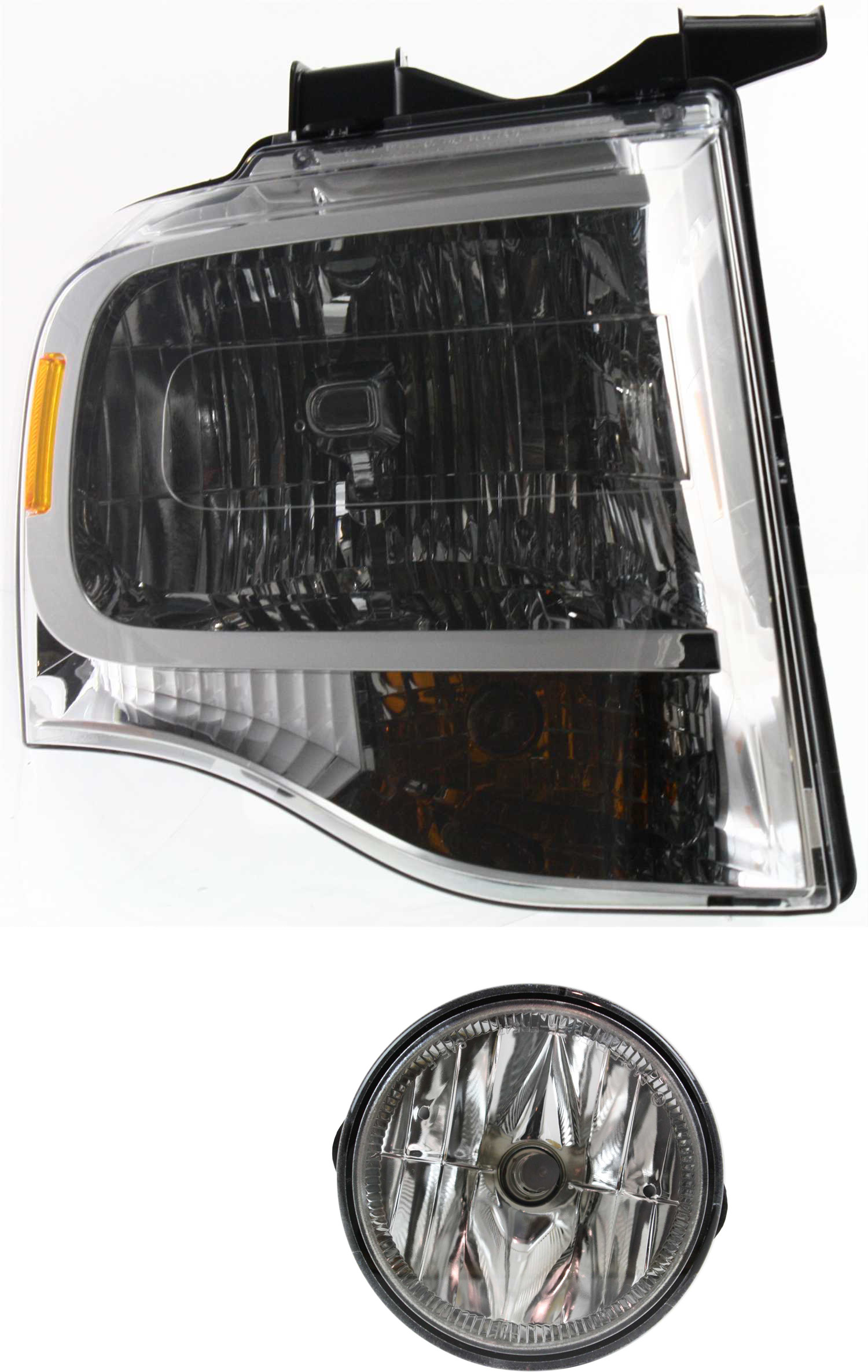 AM EXPEDITION 07-14 HEAD LAMP RH Assembly Halogen 2 pc Kit with Fog Light SKU KIT 101717-06 Partslink FO2593221 OEM 7L1Z13008AB PFM AL1Z15200B