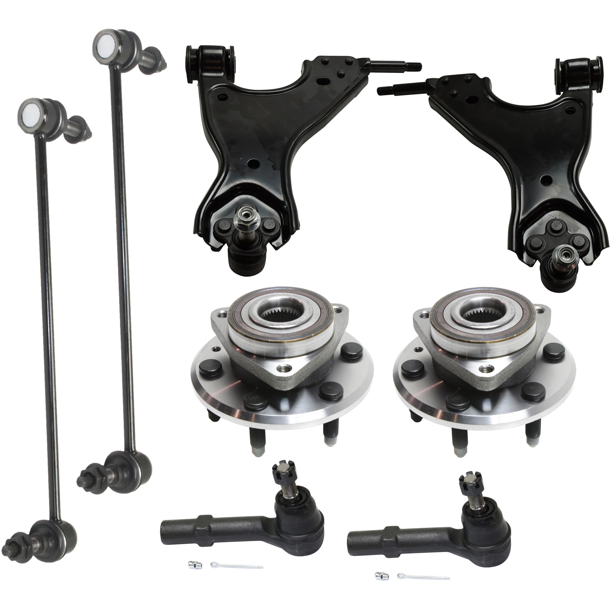 AM ACADIA 07-16 ACADIA LIMITED 17-17 FRONT CONTROL ARM KIT RH AND LH Lower w ball joint s 8 pc Kit with Wheel Hub Sway Bar Link Tie Rod End SKU KIT 101717-103 OEM 25798012-25995438-20774419-257