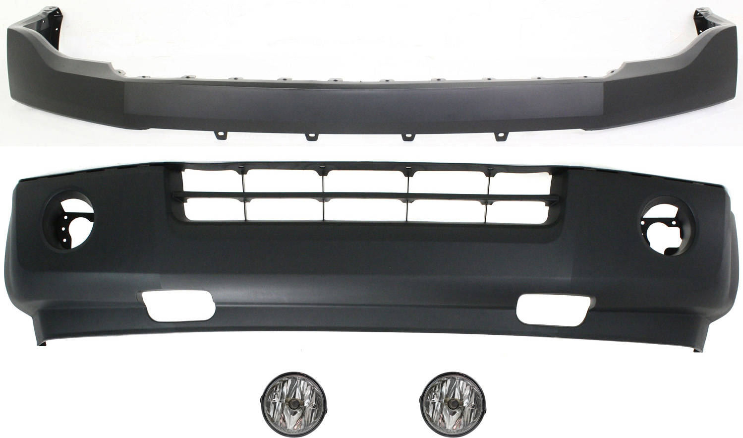 AM EXPEDITION 07-14 FRONT BUMPER COVER Upper and Lower 4 pc Kit with Fog Lights SKU KIT 101717-14 Partslink FO1000631 FO1014104 FO2593221 OEM 7L1Z17D957AA 7L1Z17D957BPTM AL