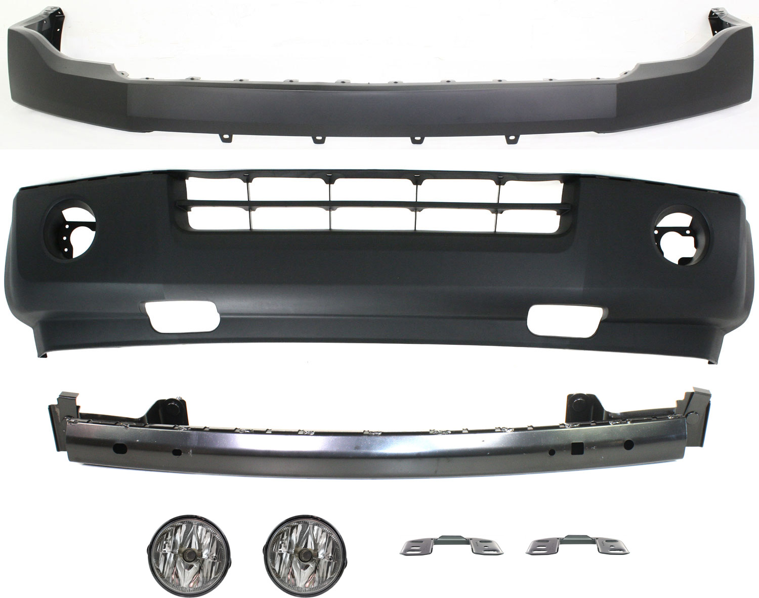 AM EXPEDITION 07-14 FRONT BUMPER COVER Upper and Lower 7 pc Kit with Bumper Brackets Bumper Reinforcement and Fog Lights SKU KIT 101717-15 Partslink FO1000631 FO1014104 FO1065102 FO1006250 FO2593221 OEM 7L1Z17D957AA 7L1Z17D957BPTM 7L