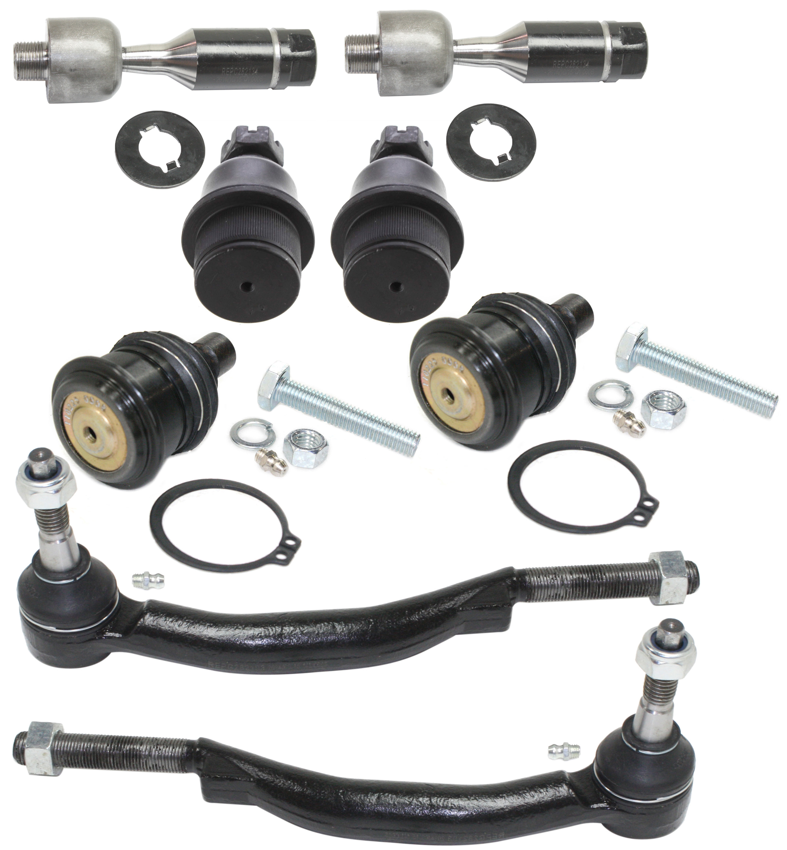 AM TRAILBLAZER ENVOY 02-09 FRONT SUSPENSION KIT RH AND LH 8 pc Kit with Ball Joints and Tie Rod Ends SKU KIT 101717-26 OEM 104335-2601560-5051296-2215731