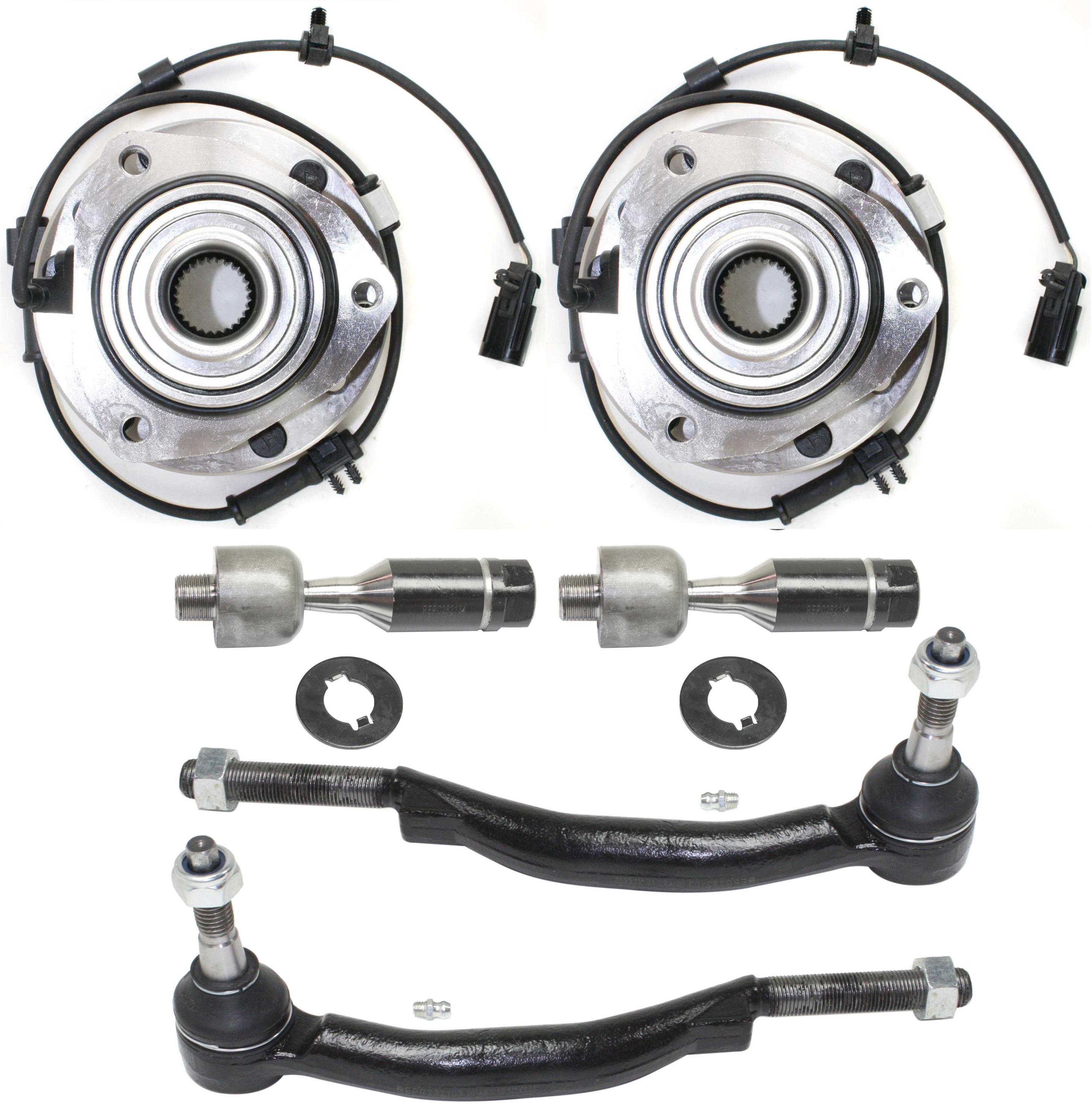 AM ENVOY TRAILBLAZER 02-09 FRONT HUB ASSEMBLY RH AND LH 6 pc Kit 6 Lugs with Tie Rod Ends SKU KIT 101717-29 OEM 8151308580-1016508-2693223-401
