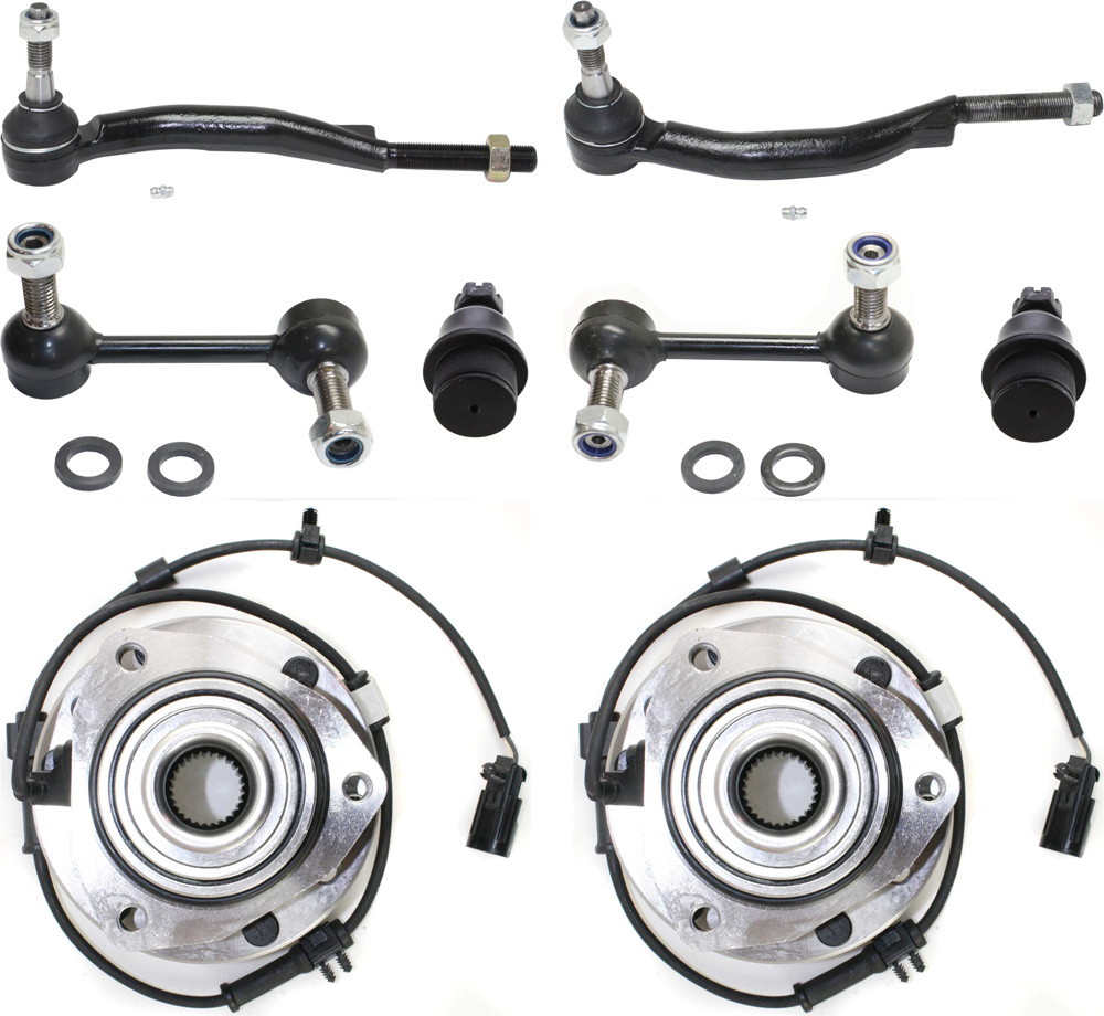 AM ASCENDER 04-08-9-7X 05-09 FRONT HUB ASSEMBLY RH AND LH 8 pc Kit 6 Lugs with Ball Joints Sway Bar Links and Tie Rod Ends SKU KIT 101717-31 OEM 8151308580-104335-2601560-5