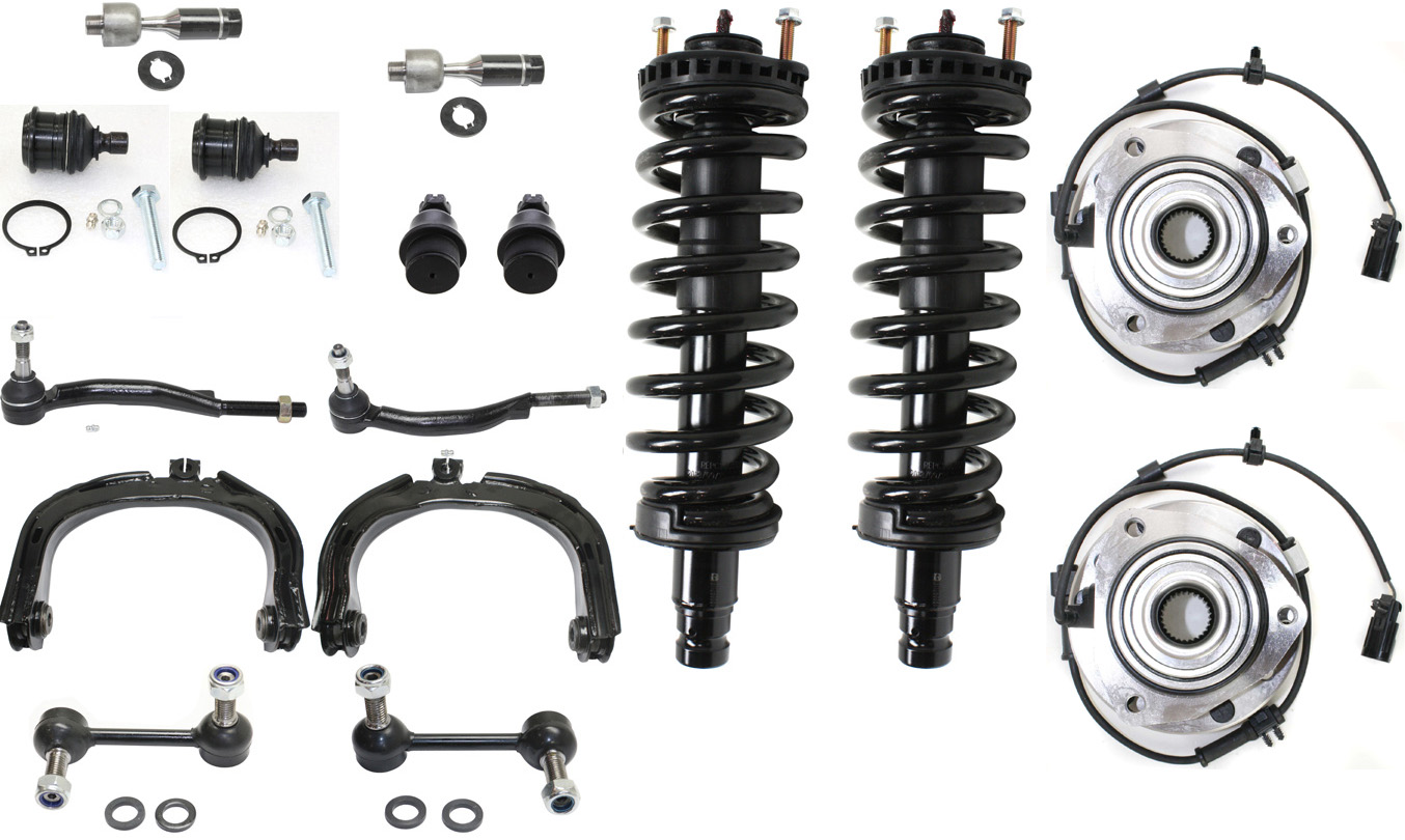AM ASCENDER 04-08-9-7X 05-09 FRONT FULLY LOADED STRUT RH AND LH Gas Charged Twin tube 16 pc Kit with Wheel Hub Control Arm Tie Rod End Sway Bar Link Ball Joint SKU KIT 101717-47 OEM 150-987-251-509-872-000-000-000-000