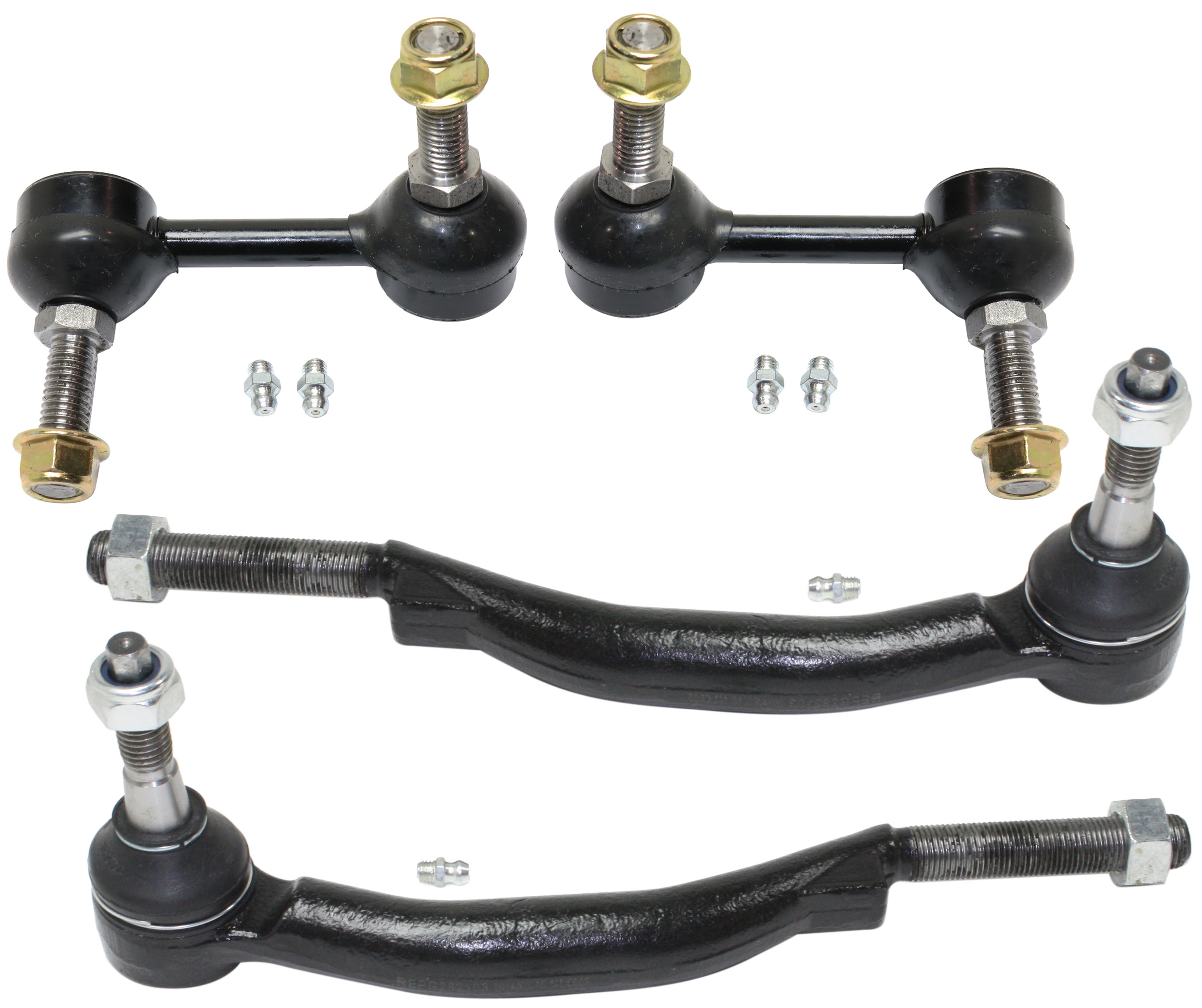 AM BRAVADA ENVOY ENVOY XL 02-03 FRONT SUSPENSION KIT RH AND LH 4 pc kit with Sway Bar Links and Tie Rod Ends SKU KIT 101717-49 OEM 18358-2651461-2651462-54512