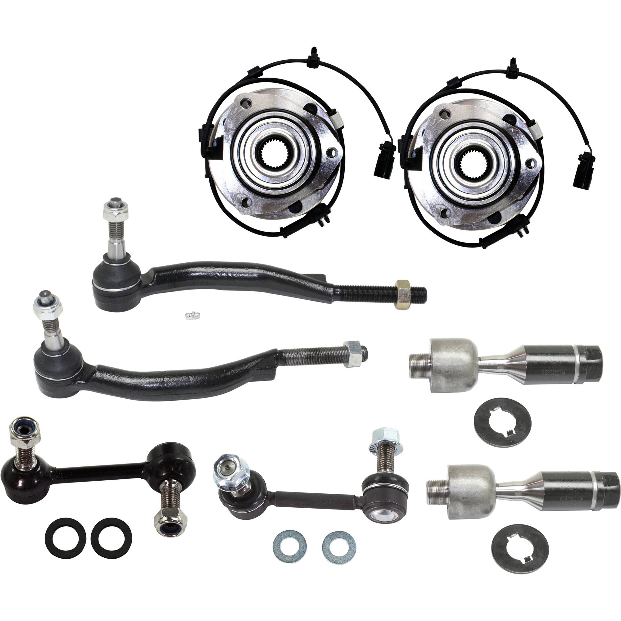 AM ASCENDER 04-08-9-7X 05-09 FRONT SUSPENSION KIT RH AND LH 8 pc kit with Sway Bar Links Tie Rod Ends and Wheel Hubs SKU KIT 101717-52 OEM 1015630-1880824-2651676-545