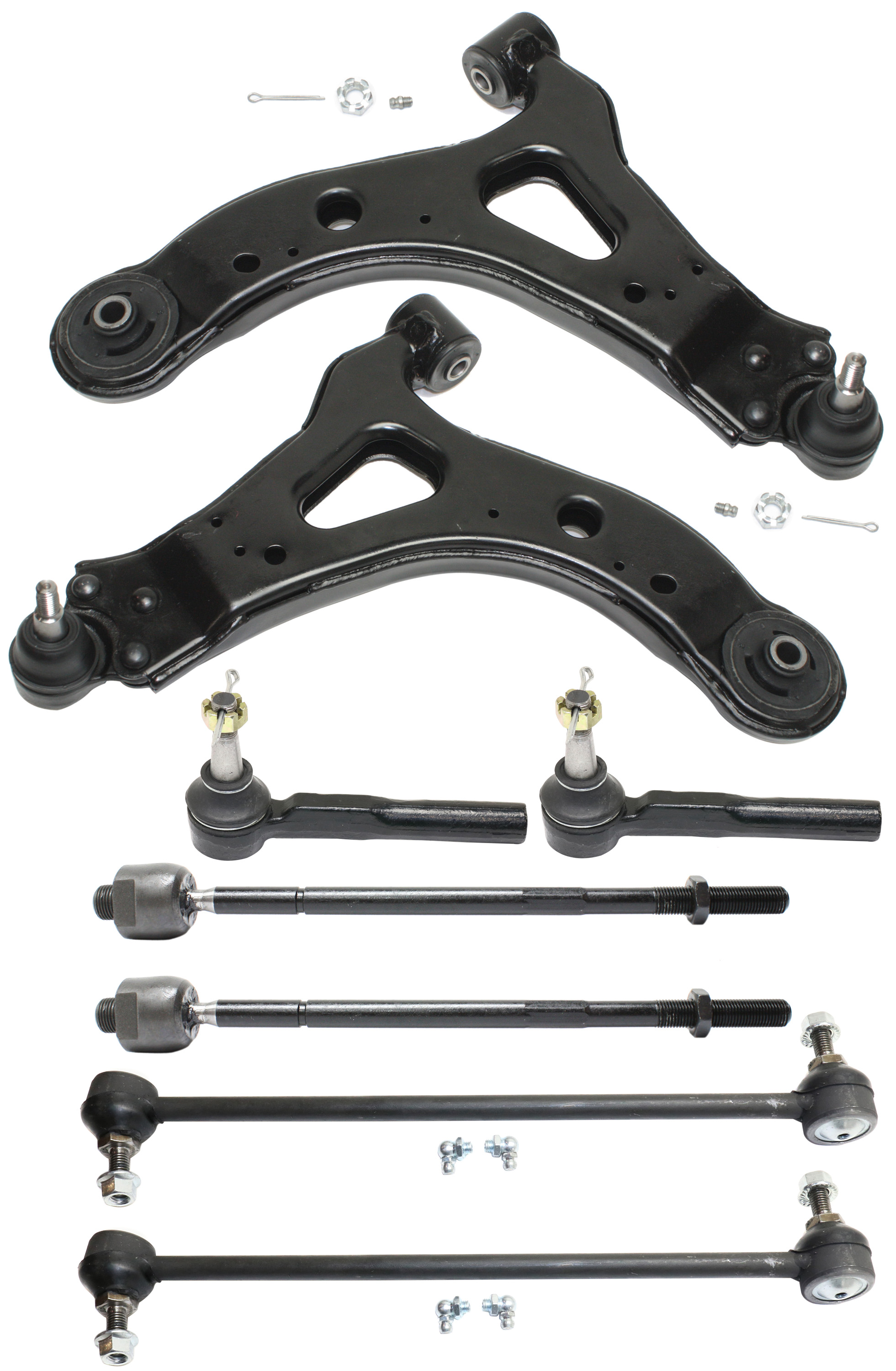 AM MONTANA 05-09 RELAY 05-07 FRONT CONTROL ARM KIT RH AND LH Lower w ball joint s 8 pc Kit with Sway Bar Link and Tie Rod End SKU KIT 101717-63 OEM 15218621-15218622-1015640-1