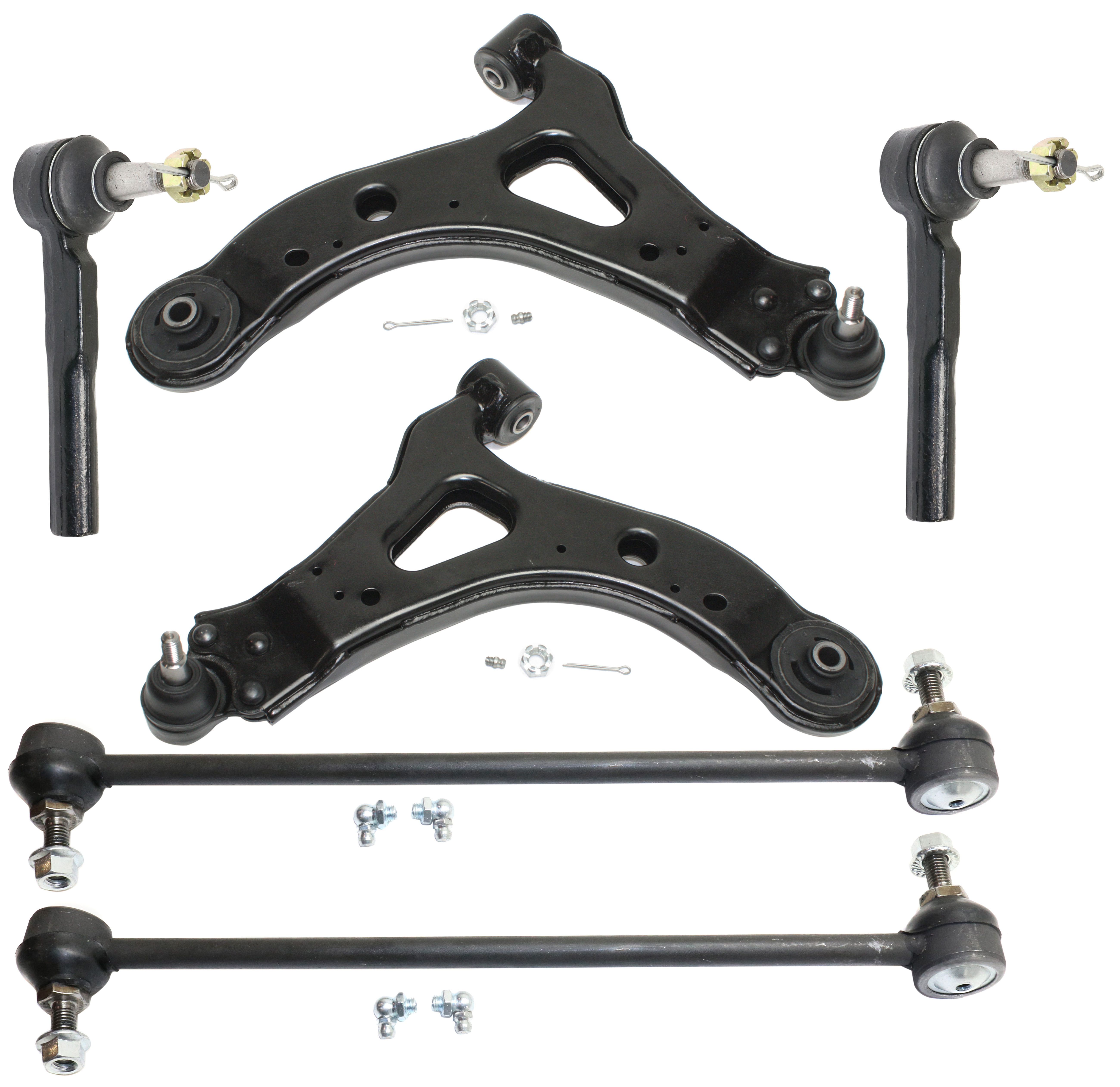 AM MONTANA 05-09 RELAY 05-07 FRONT CONTROL ARM KIT RH AND LH Lower w ball joint s 6 pc Kit with Sway Bar Link and Tie Rod End SKU KIT 101717-64 OEM 15218621-15218622-1015640-1880
