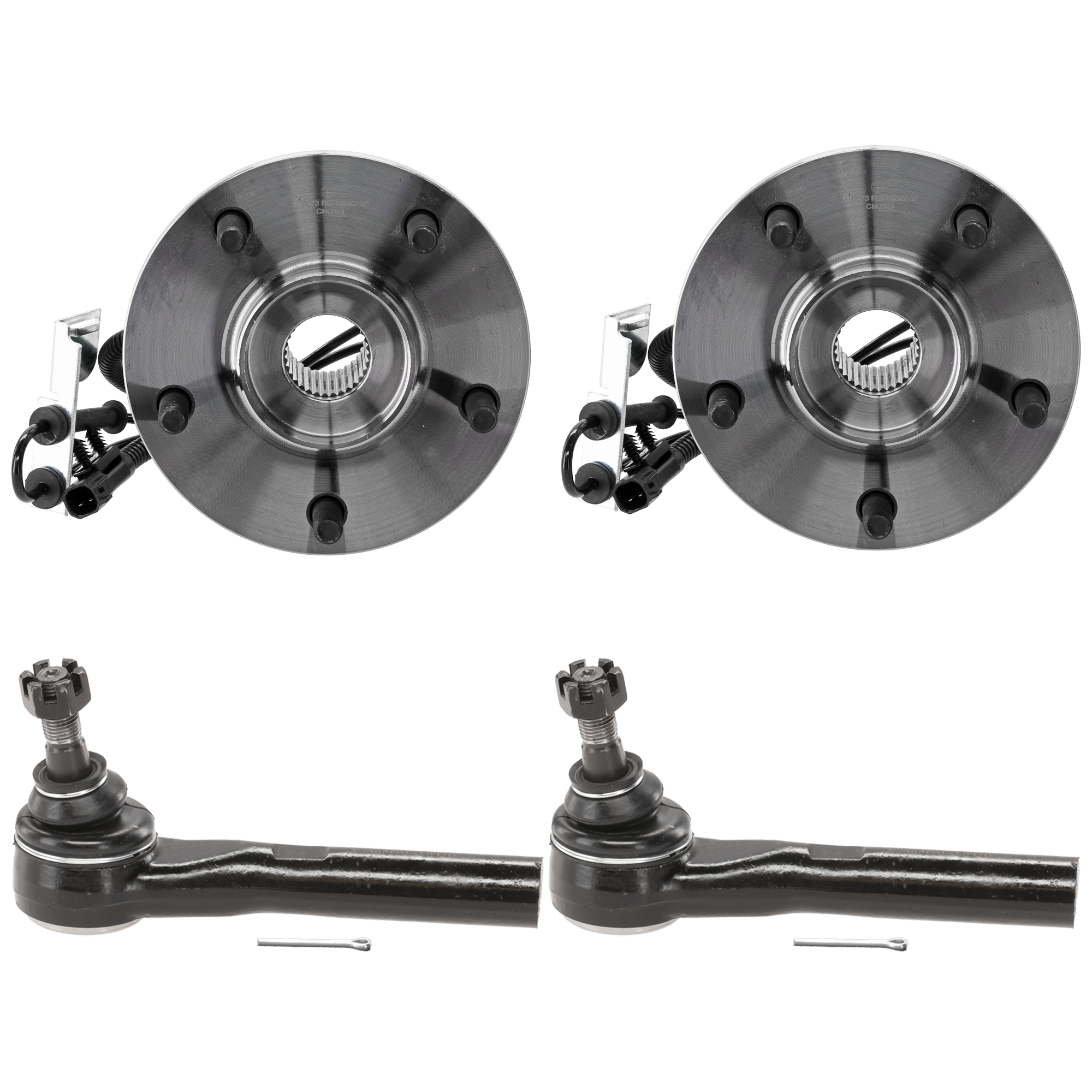 AM GRAND CARAVAN 08-20 FRONT HUB ASSEMBLY RH AND LH 4 pc Kit with Tie Rod Ends SKU KIT 101717-85 OEM 5154214AA 68156146AA