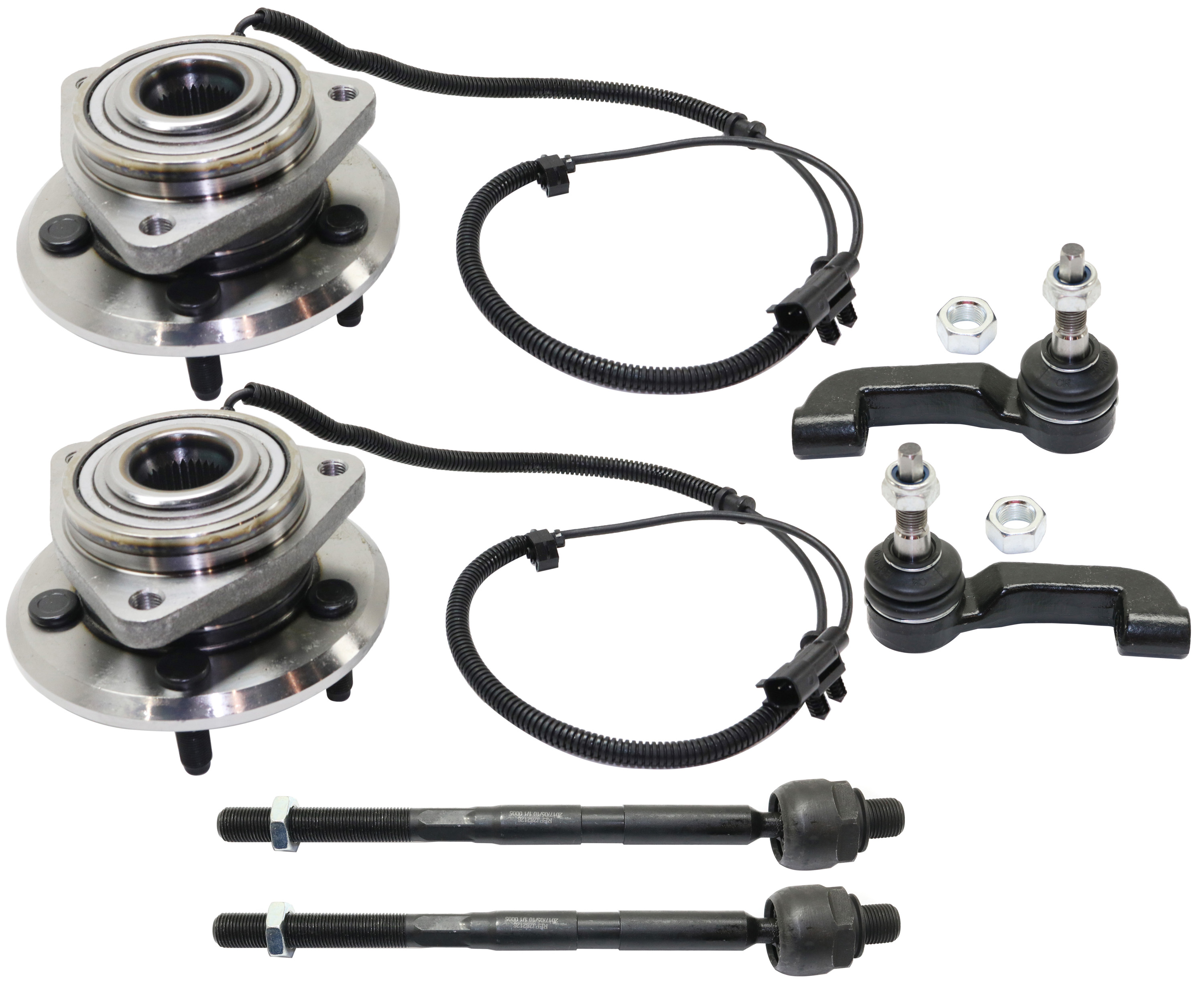 AM NITRO 07-11 FRONT HUB ASSEMBLY RH AND LH 6 pc Kit with Tie Rod Ends SKU KIT 101717-95 OEM 52109947AF 52125367AA 52125366