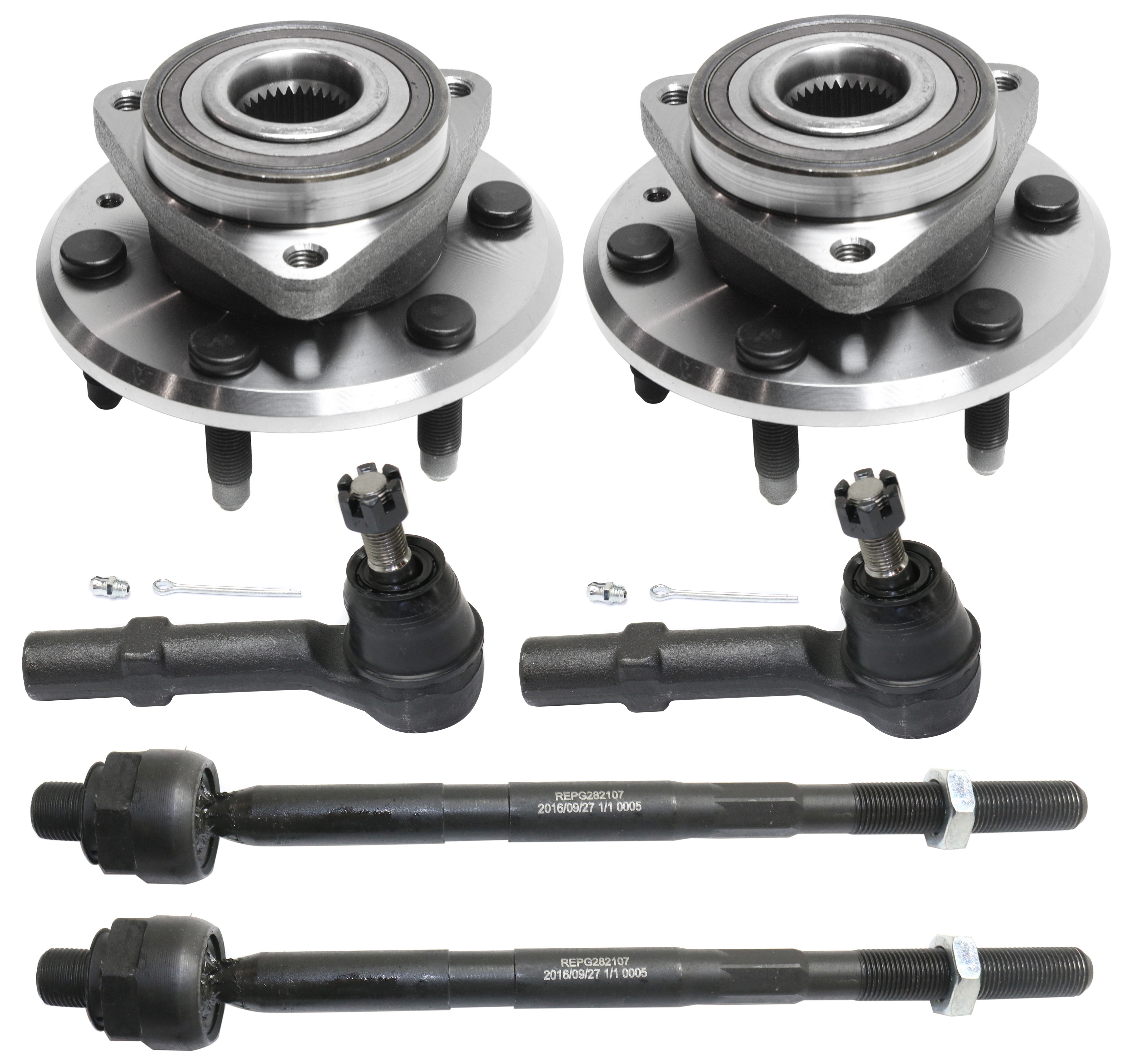 AM ACADIA 07-16 ENCLAVE 08-17 FRONT SUSPENSION KIT RH AND LH 6 pc kit with Tie Rod Ends and Wheel Hubs SKU KIT 101717-99 OEM 2693637-4012300-15869897-45A13