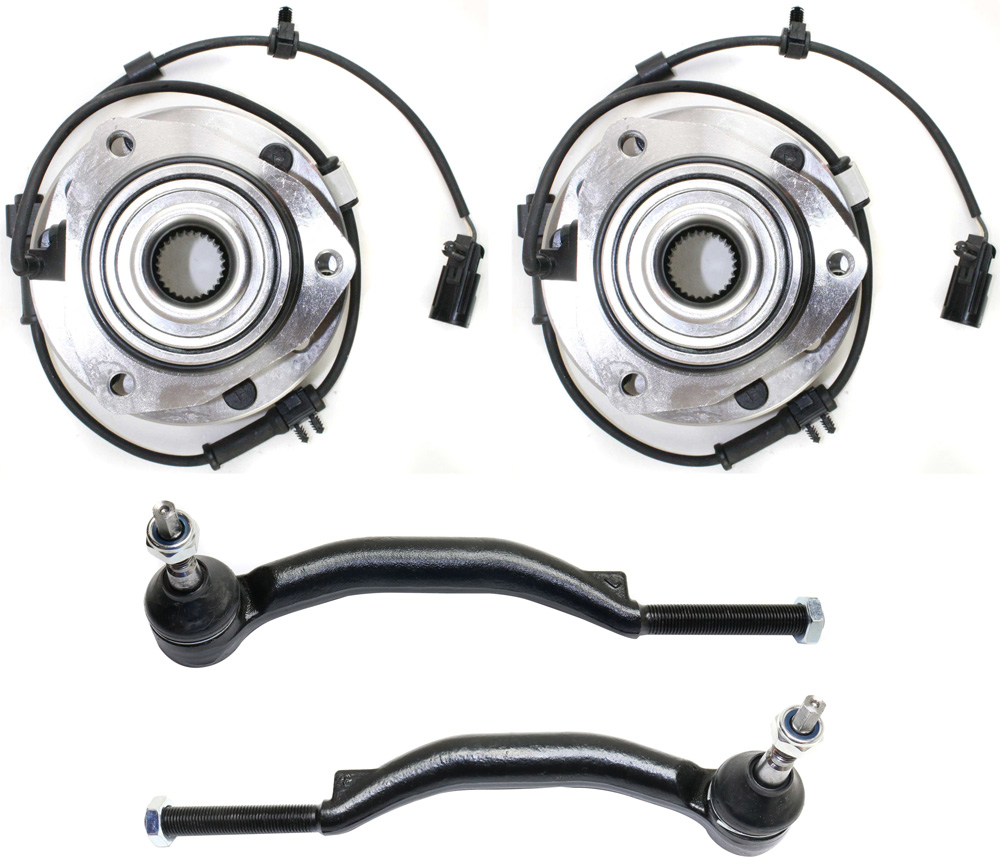 AM ENVOY TRAILBLAZER 02-02 FRONT HUB ASSEMBLY RH AND LH 4 pc kit 6 Lugs with Tie Rod Ends SKU KIT 101718-10 OEM 8151308580-26089597-26089598