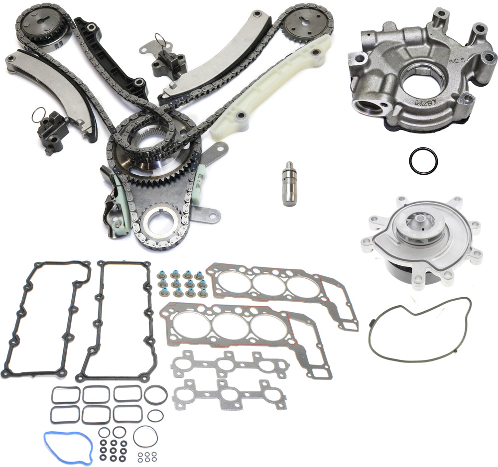 AM LIBERTY RAM 1500-02-03 TIMING CHAIN KIT SOHC 3.7L Engine 5 pc kit w Cylinder Head Gasket Oil Pump Valve Lifter and Water Pump SKU KIT 101817-35 OEM 53-020-827-204-343-900-000-000-000
