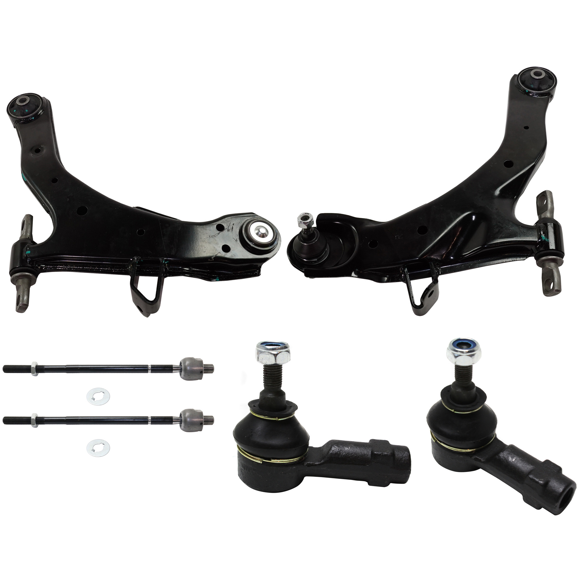 AM ELANTRA 01-06 FRONT CONTROL ARM KIT RH AND LH 6 pc Kit with Tie Rod End SKU KIT 101817-93 Partslink HY4522101 OEM 545002D002-545012D002-577242D0