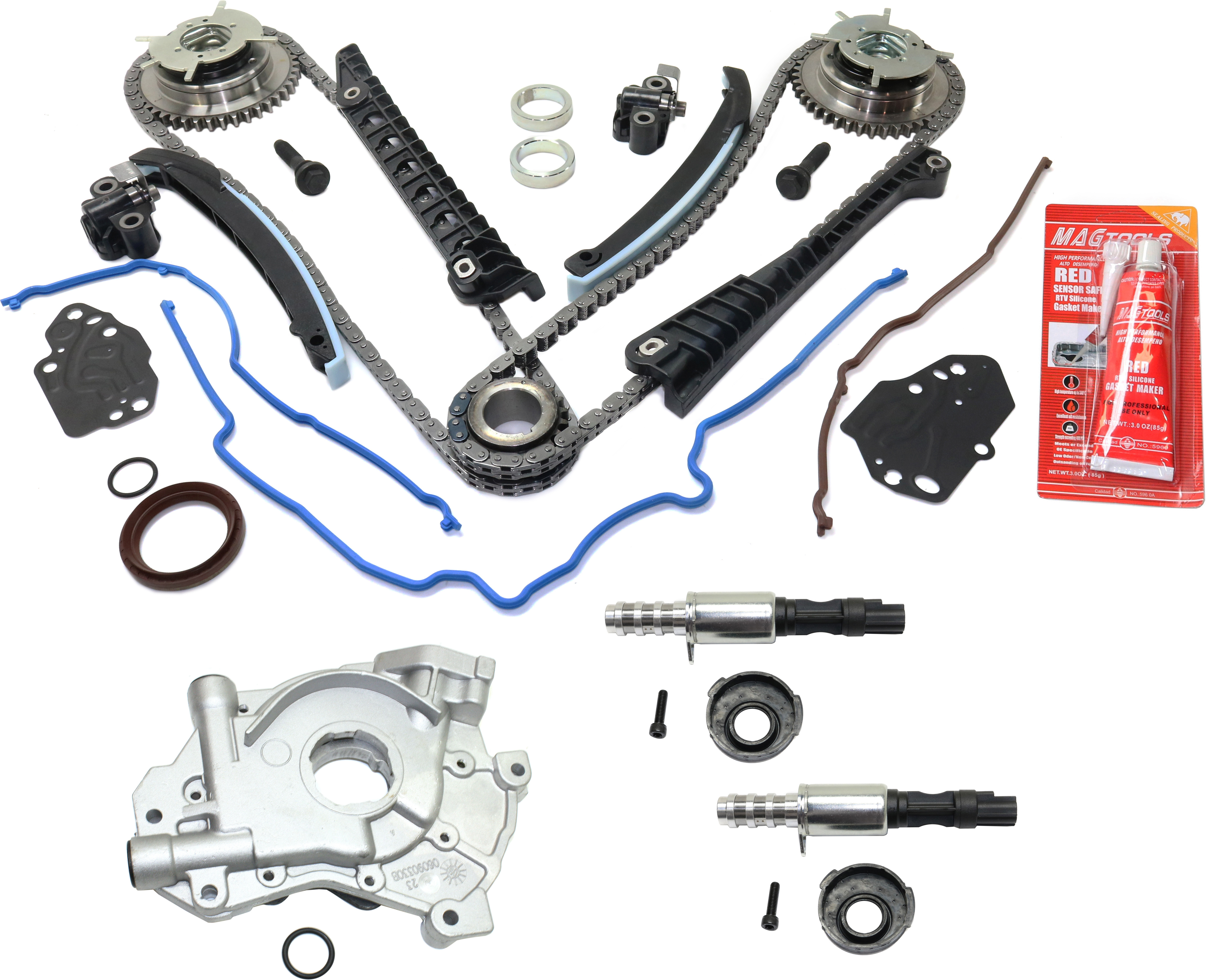 AM F 150-04-10 EXPEDITION NAVIGATOR 05-14 TIMING CHAIN KIT 4 pc kit with Oil Pump and Variable Timing Solenoid SKU KIT 101917-08 OEM 8L3Z6M280B 8L3Z6M280A 3L3Z6M28