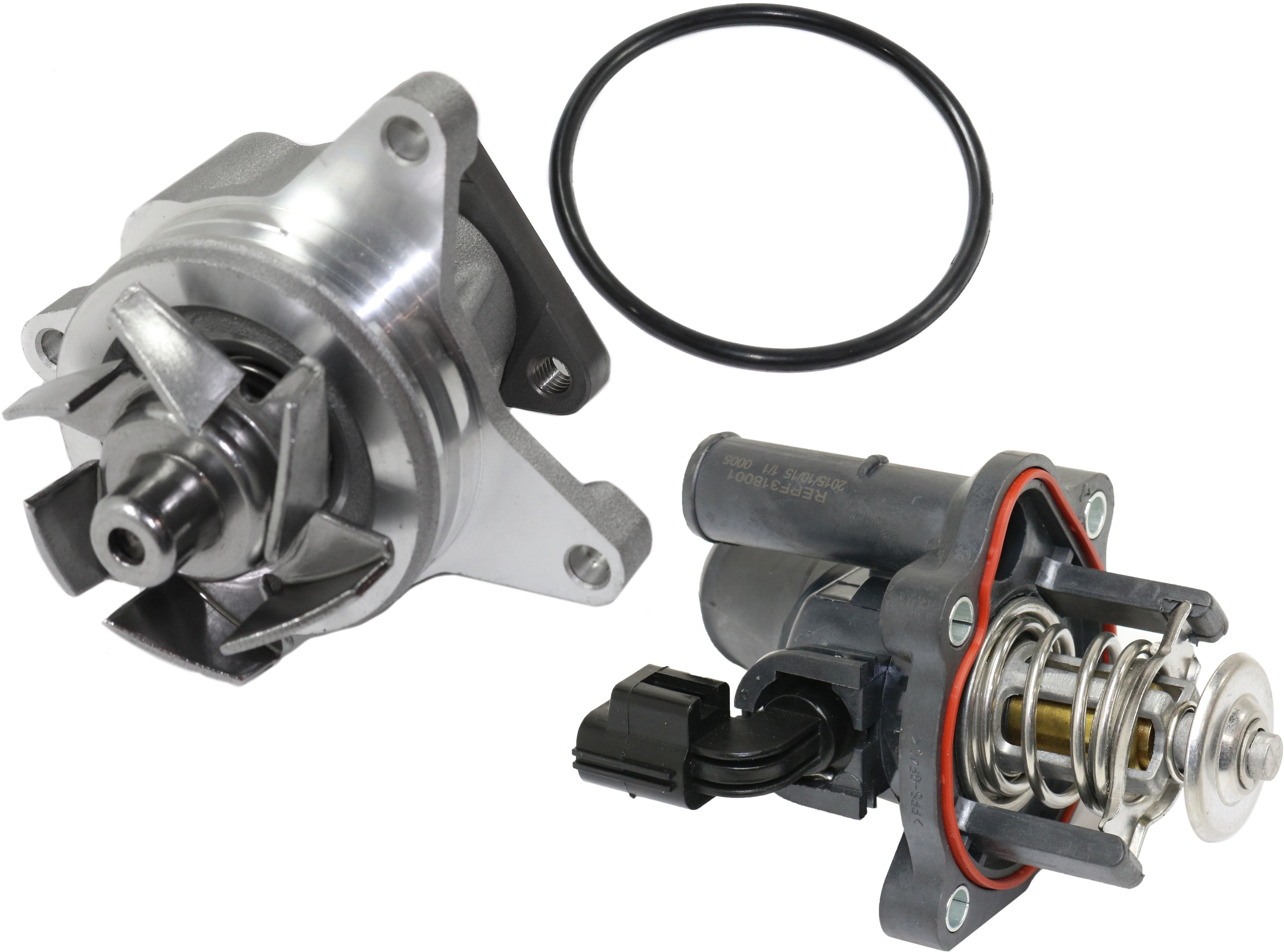 AM RANGER 01-11 FUSION 06-14 WATER PUMP 2 pc kit with Thermostat Housing SKU KIT 101917-37 OEM 12120-12126-19216-20242-20