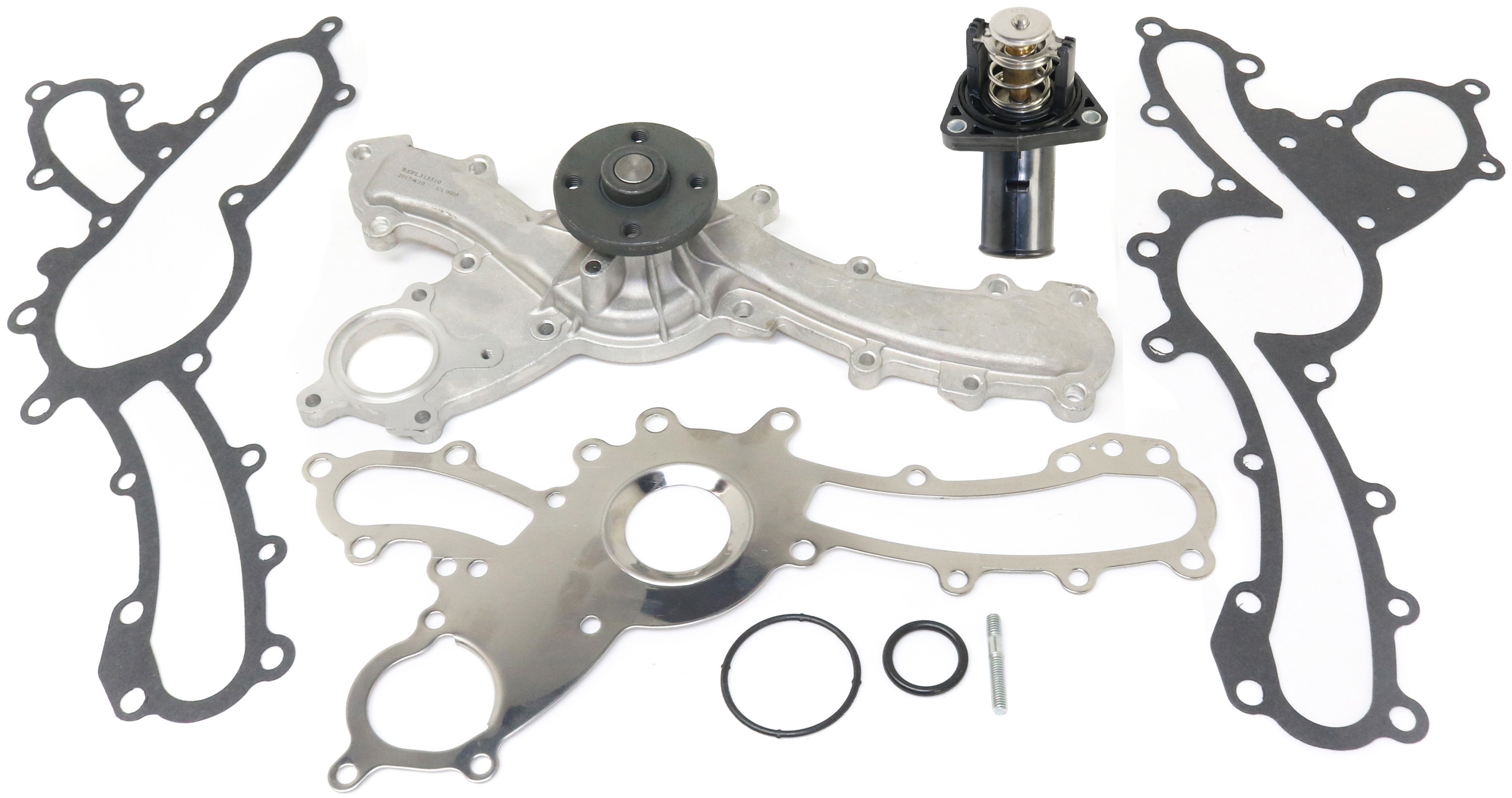 AM GS300-06-06 GS450H 07-18 WATER PUMP 2 pc kit with Thermostat Housing SKU KIT 101917-41 OEM 1610039435-1610039436-16031310
