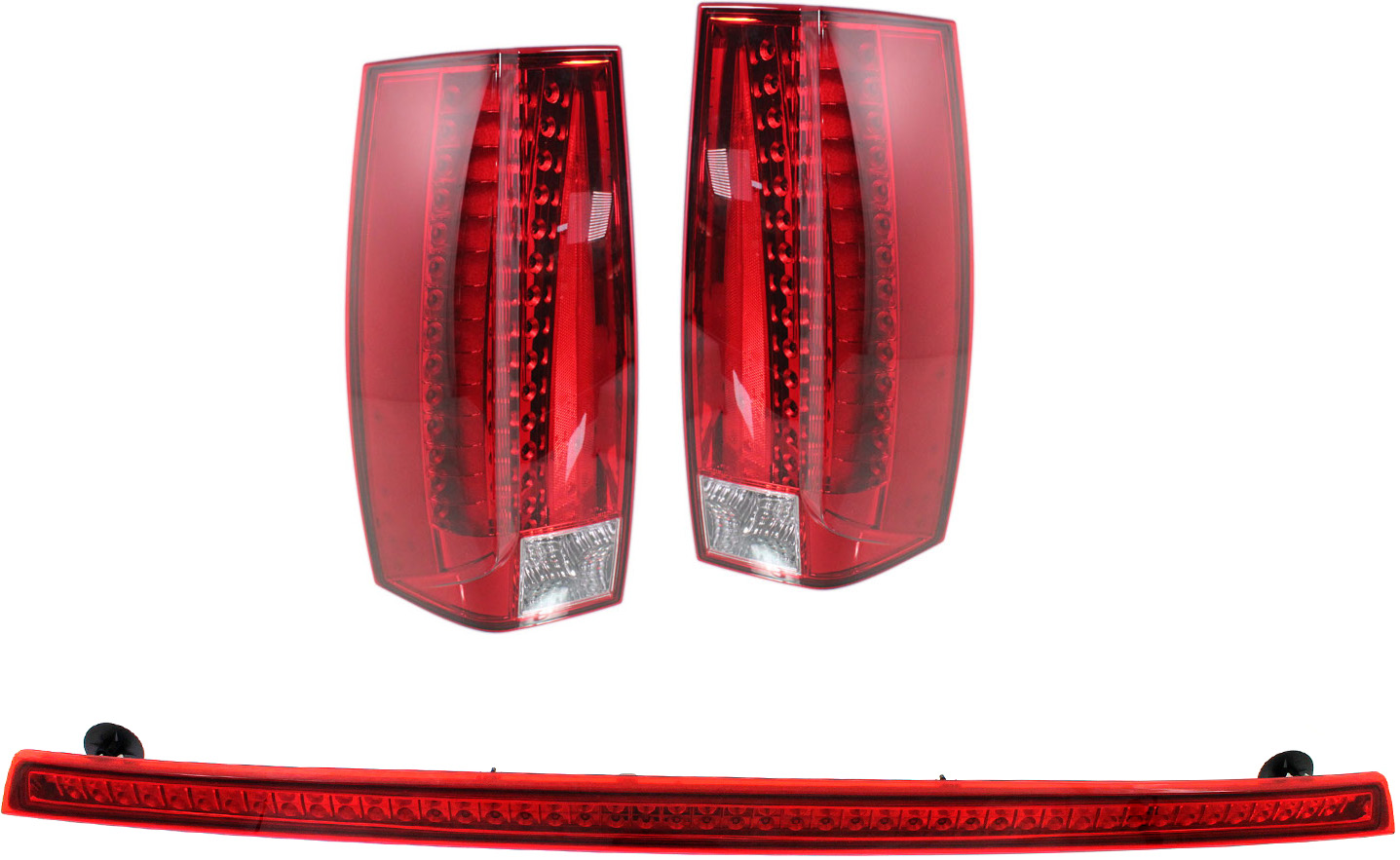 AM ESCALADE ESCALADE ESV 07-14 TAIL LAMP RH AND LH 3 pc Kit with Third Brake Light SKU KIT 102018-05 Partslink GM2801232 GM2800232 GM2890104 OEM 22884388-22884387-25779085