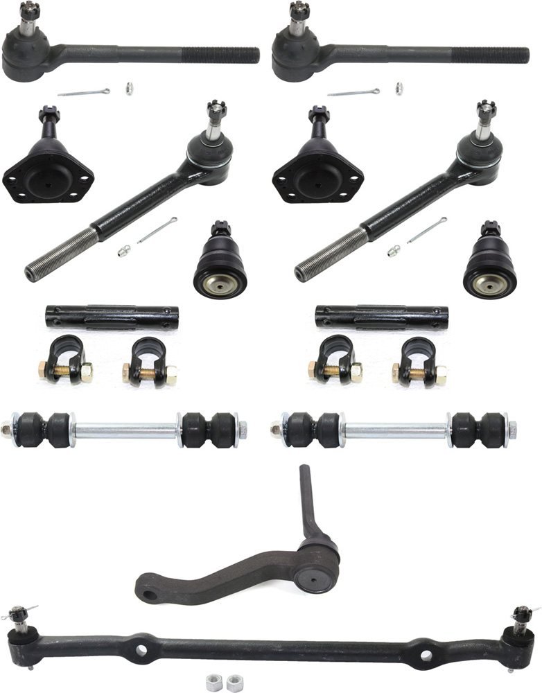 AM CUTLASS SUPREME 85-88 FRONT SUSPENSION KIT 14 pc kit with Ball Joints Center Link Idler Arm Sway Bar Links Tie Rod Adjusting Sleeves and Tie Rod Ends SKU KIT 102417-03 OEM 10277-282009-282032-305153