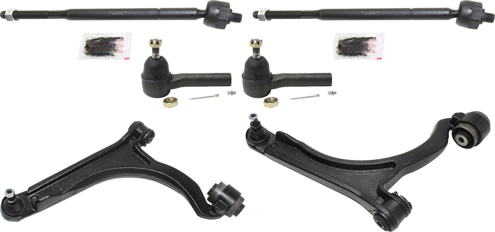 AM PACIFICA 04-08 FRONT CONTROL ARM KIT RH AND LH Lower 6 pc kit with Tie Rod Ends SKU KIT 102418-14 OEM 4743477AI 4743476AI 2695621-40