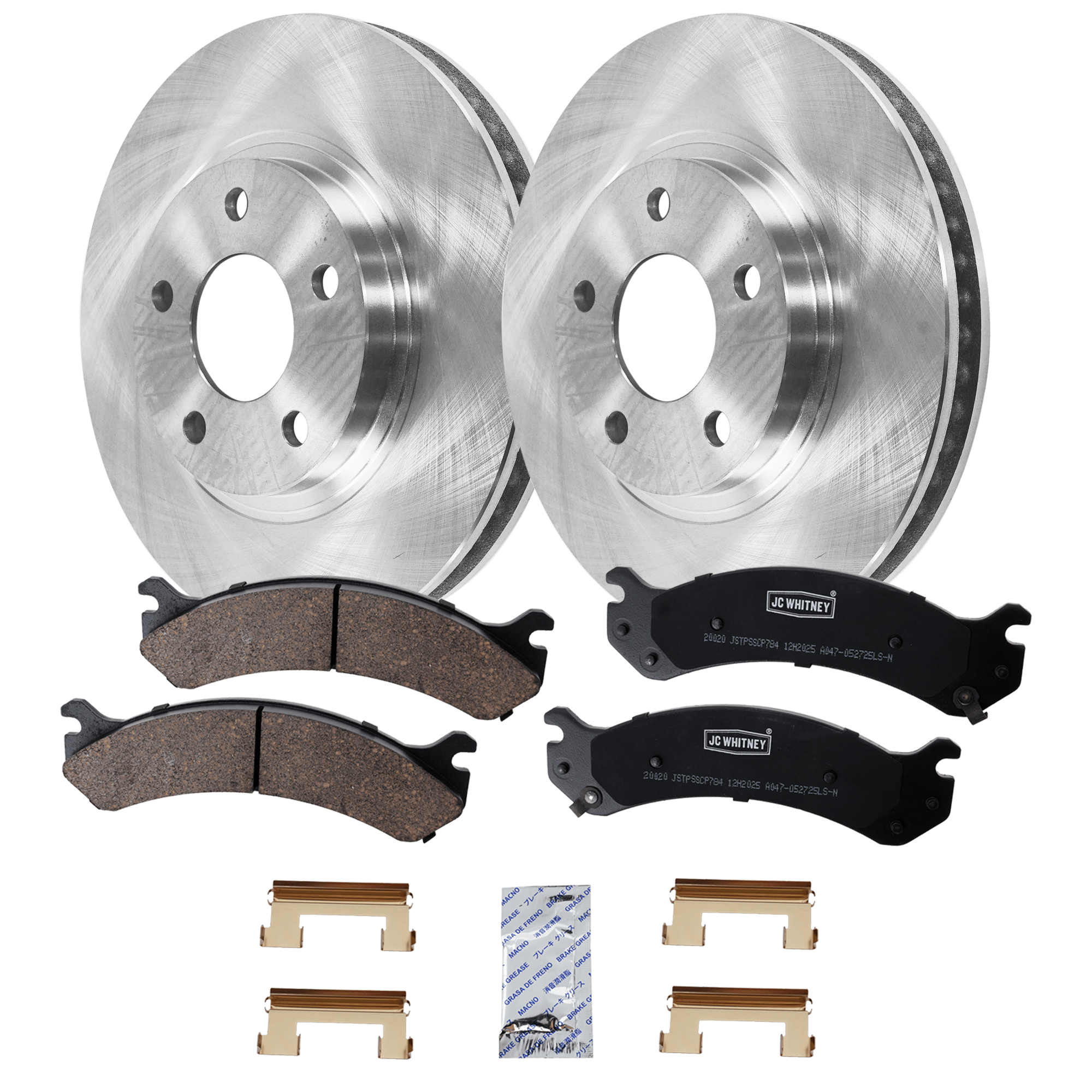 AM DEVILLE 00-05 FRONT BRAKE DISC AND PAD KIT 2 Wheel Set SKU KIT 102425 GD061 OEM 18021015-18026219-18042334-180