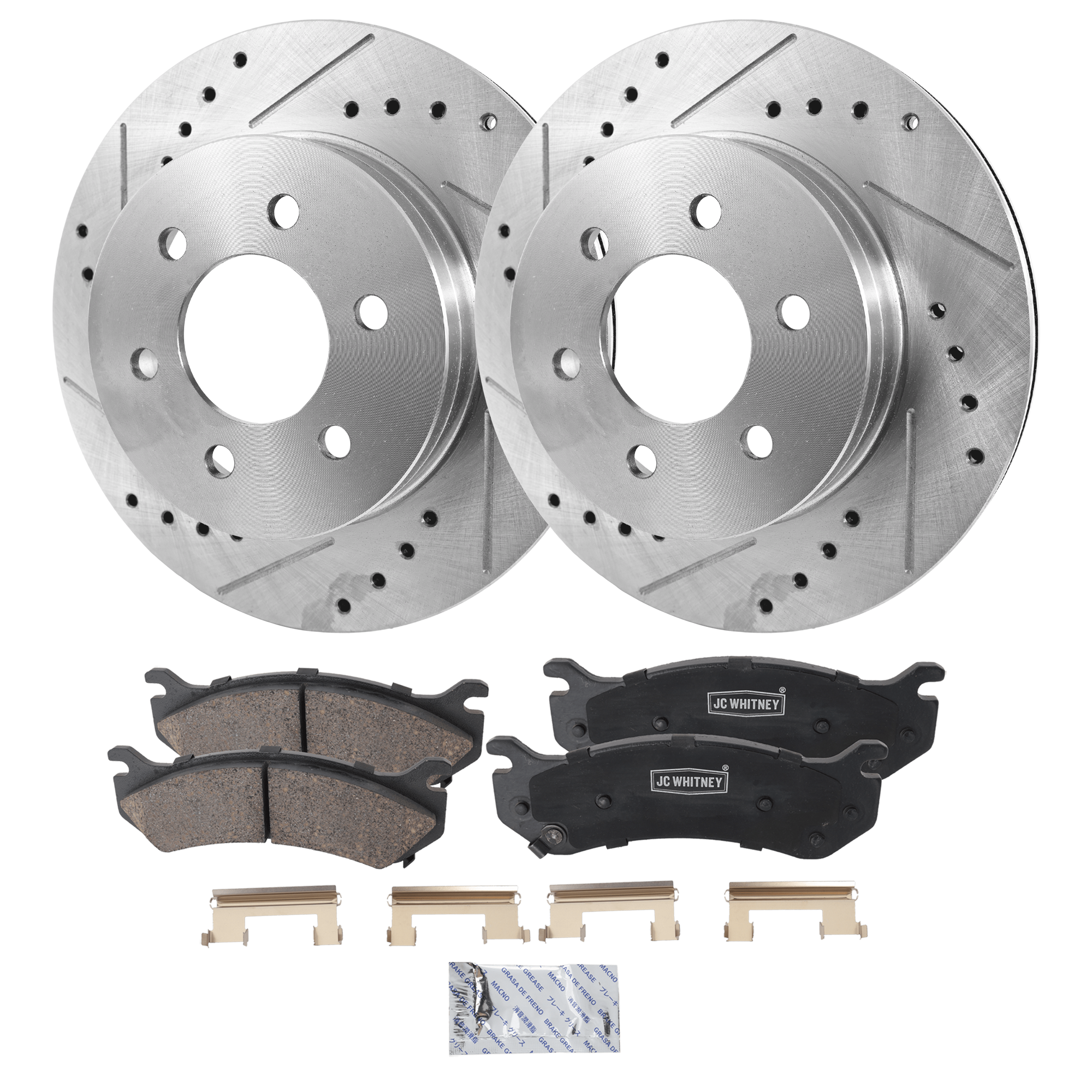 AM TAHOE 00-00 FRONT BRAKE DISC AND PAD KIT 2 Wheel Set SKU KIT 102425 GD069 OEM 444-5569-5597-5962-19801-27142