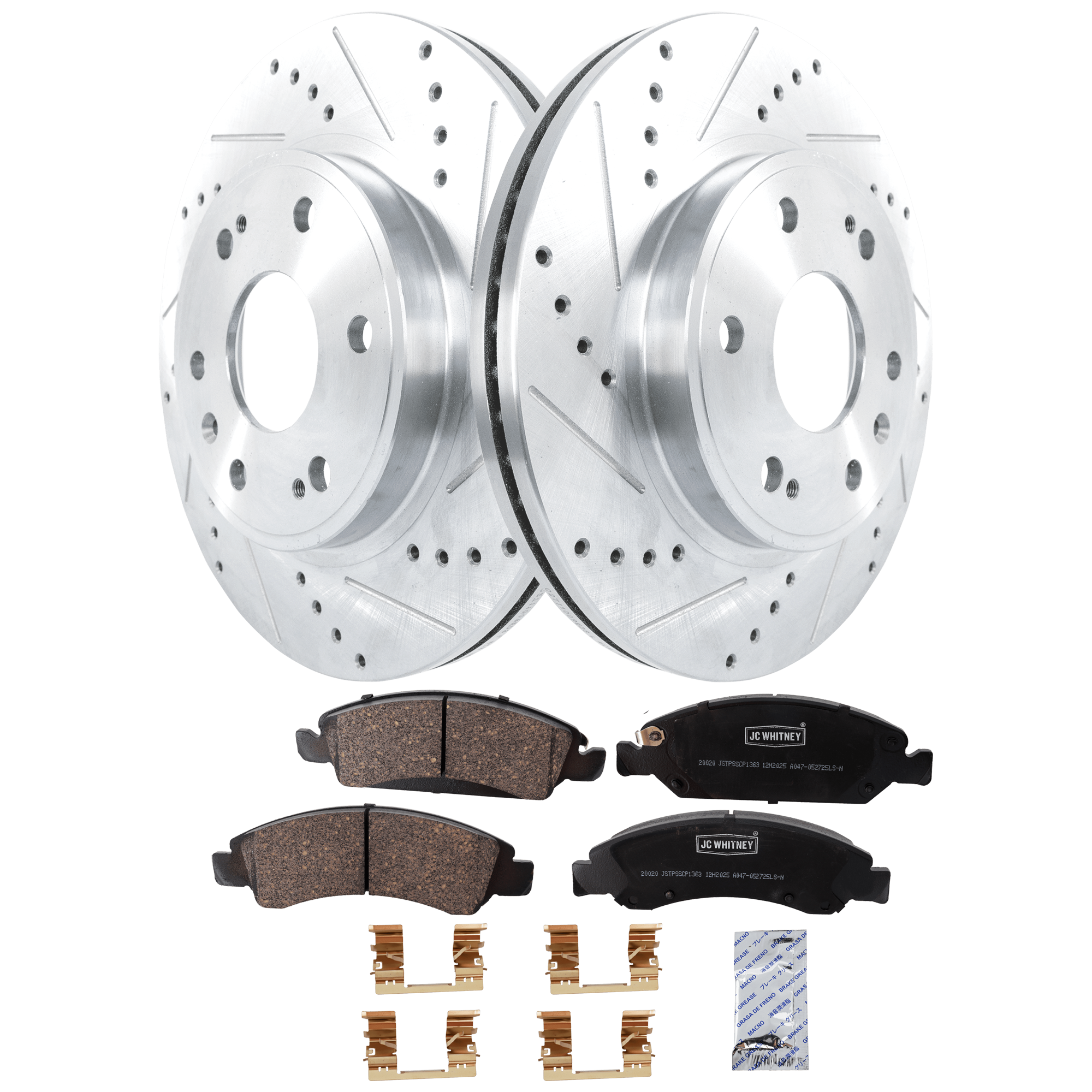 AM SILVERADO SIERRA 1500-05-05 FRONT BRAKE DISC AND PAD KIT 2 Wheel Set SKU KIT 102425 GD084 OEM 19914-55054-56825-101419-14525