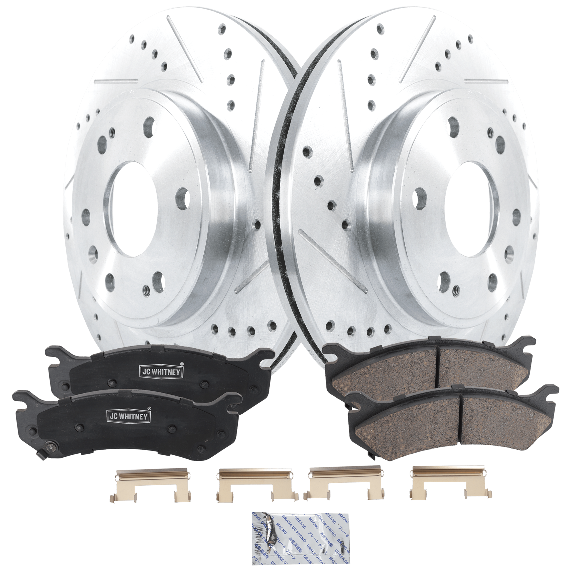 AM SILVERADO SIERRA 1500-99-06 FRONT BRAKE DISC AND PAD KIT 2 Wheel Set SKU KIT 102425 GD086 OEM 19914-55054-56825-101419-14525