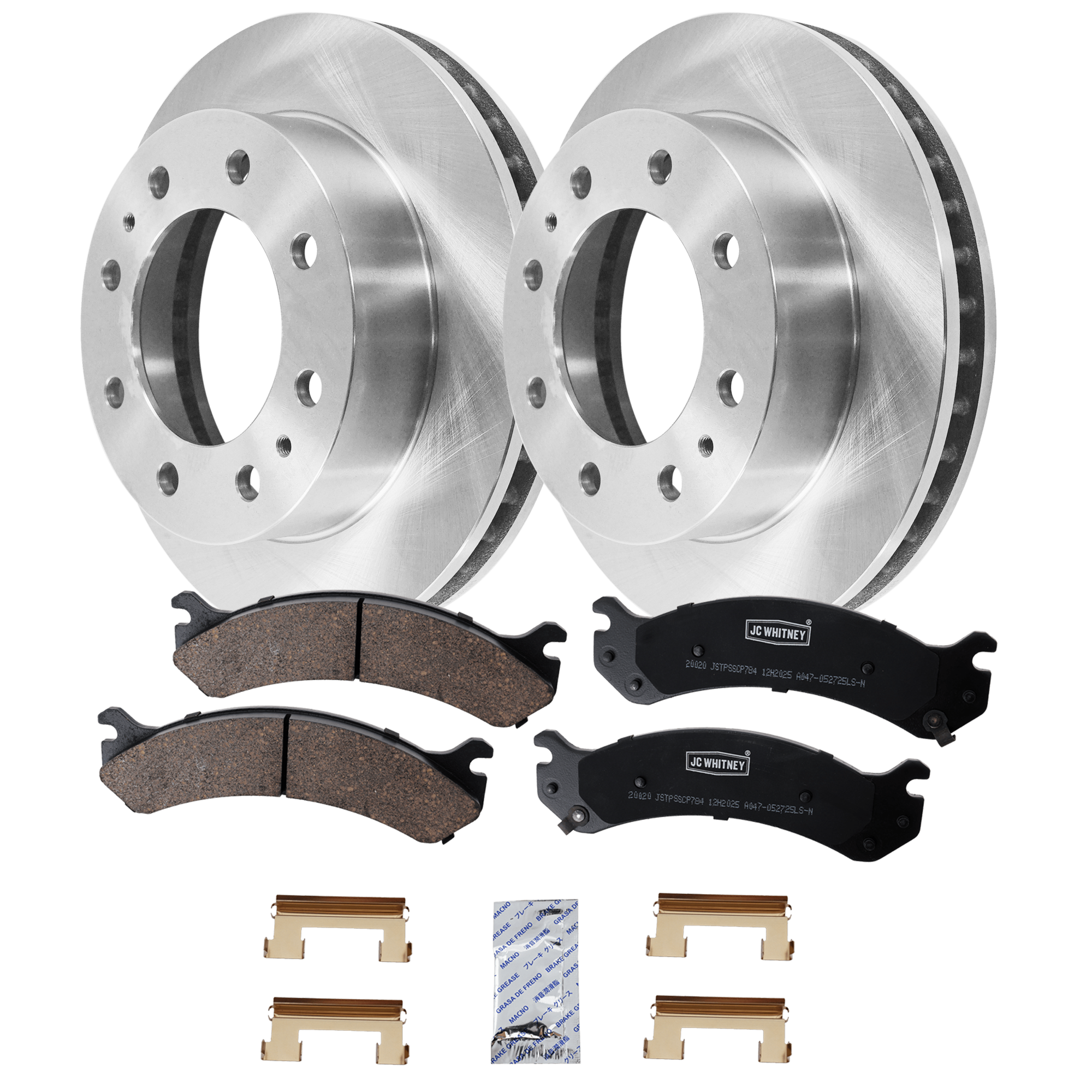 AM DEVILLE 00-05 SAVANA 2500-03-17 FRONT BRAKE DISC AND PAD KIT 2 Wheel Set SKU KIT 102425 GD088 OEM 18060654-18026219-18042334-180