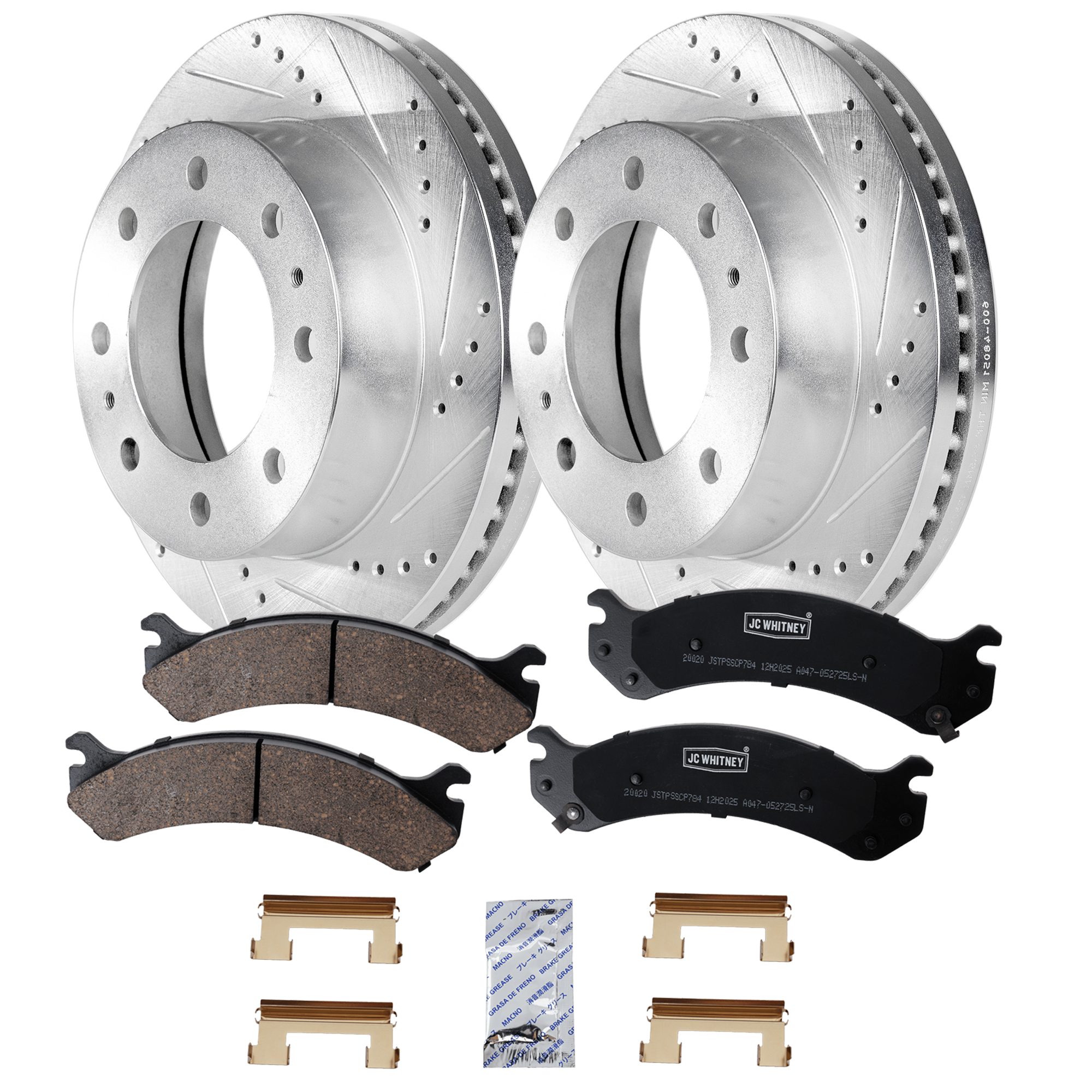 AM EXPRESS 4500-09-19 SAVANA 3500-03-19 FRONT BRAKE DISC AND PAD KIT 2 Wheel Set SKU KIT 102425 GD093 OEM 55062-55072-145316-145317-4932
