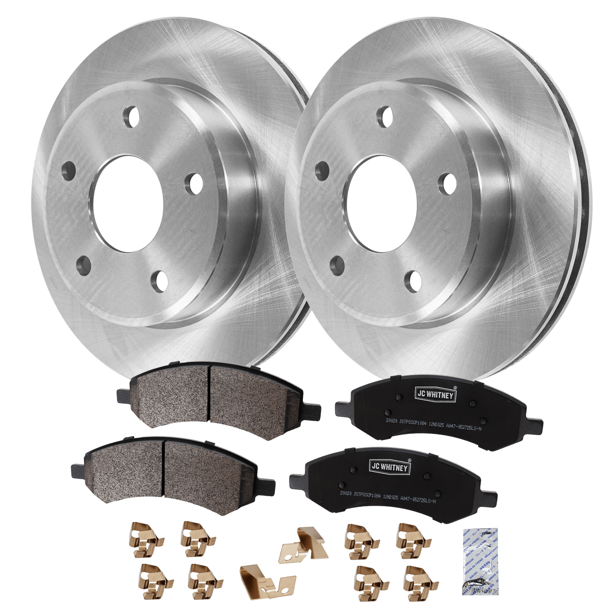 AM DAKOTA 06-11 RAIDER 06-09 FRONT BRAKE DISC AND PAD KIT 2 Wheel Set SKU KIT 102425 GD106 OEM 52855005AB 5143350AA 5143350AB