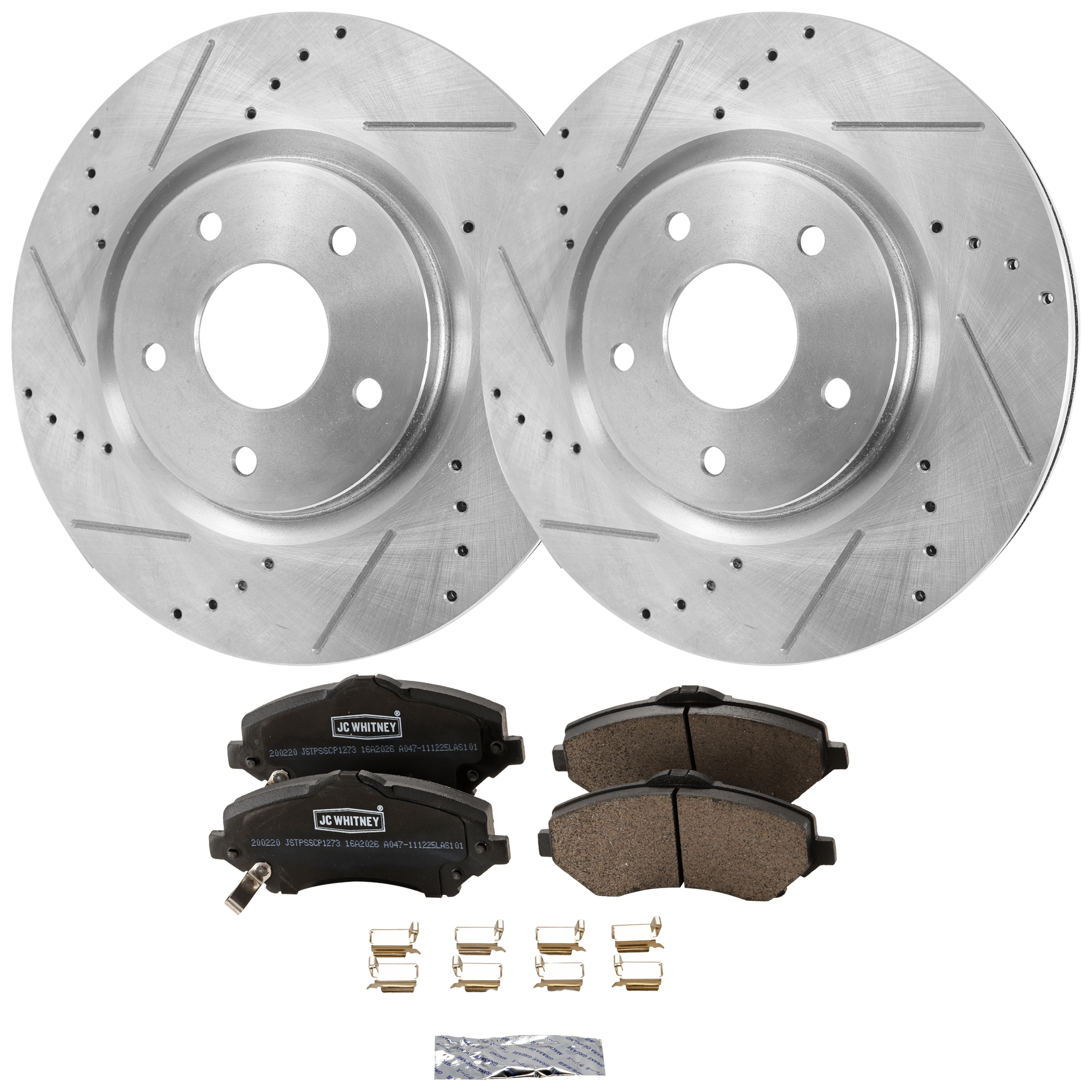AM TOWN COUNTRY 12-16 FRONT BRAKE DISC AND PAD KIT 2 Wheel Set SKU KIT 102425 GD118 OEM 43179-53068-780964-850313-6004