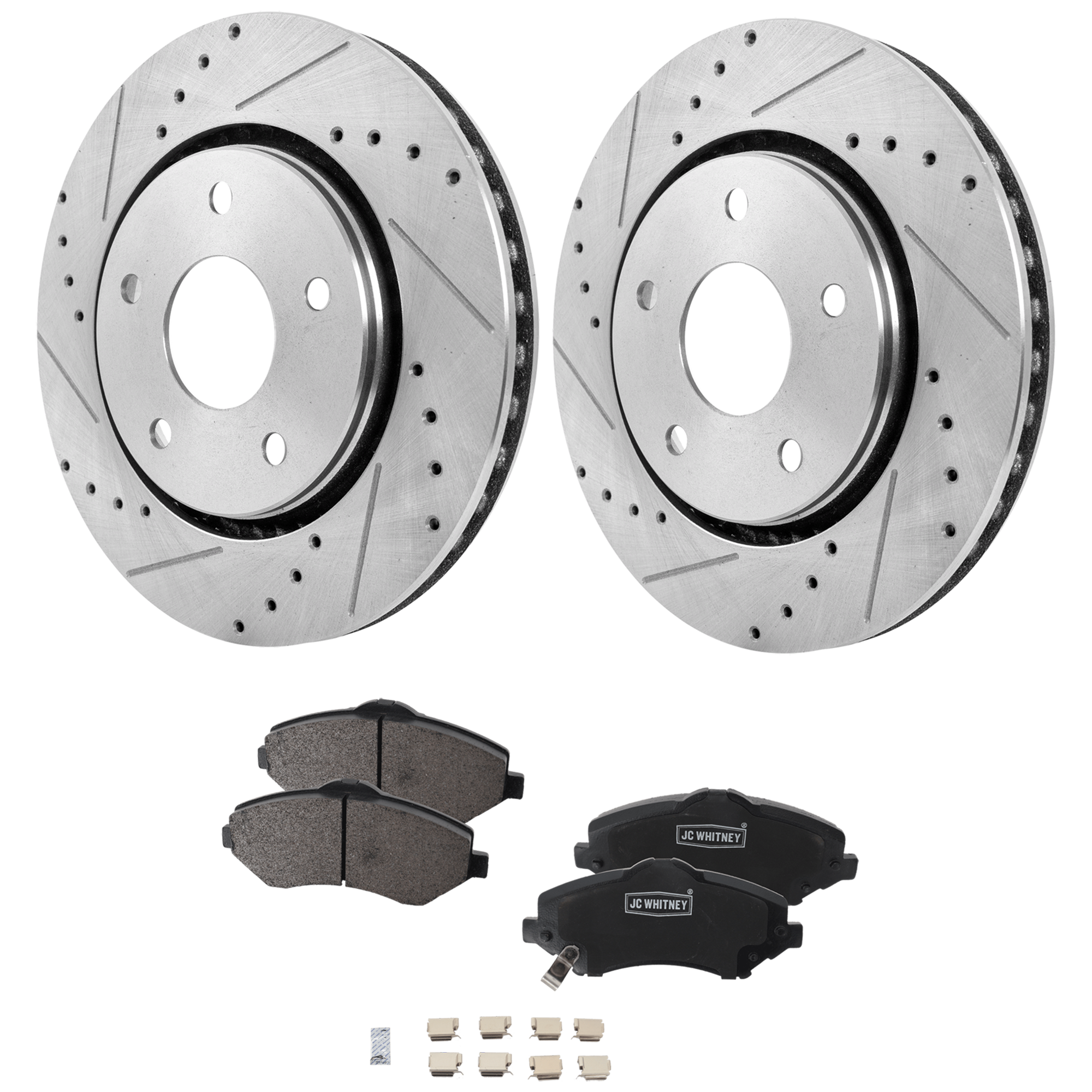 AM TOWN COUNTRY 08-16 FRONT BRAKE DISC AND PAD KIT 2 Wheel Set SKU KIT 102425 GD141 OEM 19301-43166-43537-53051-53052