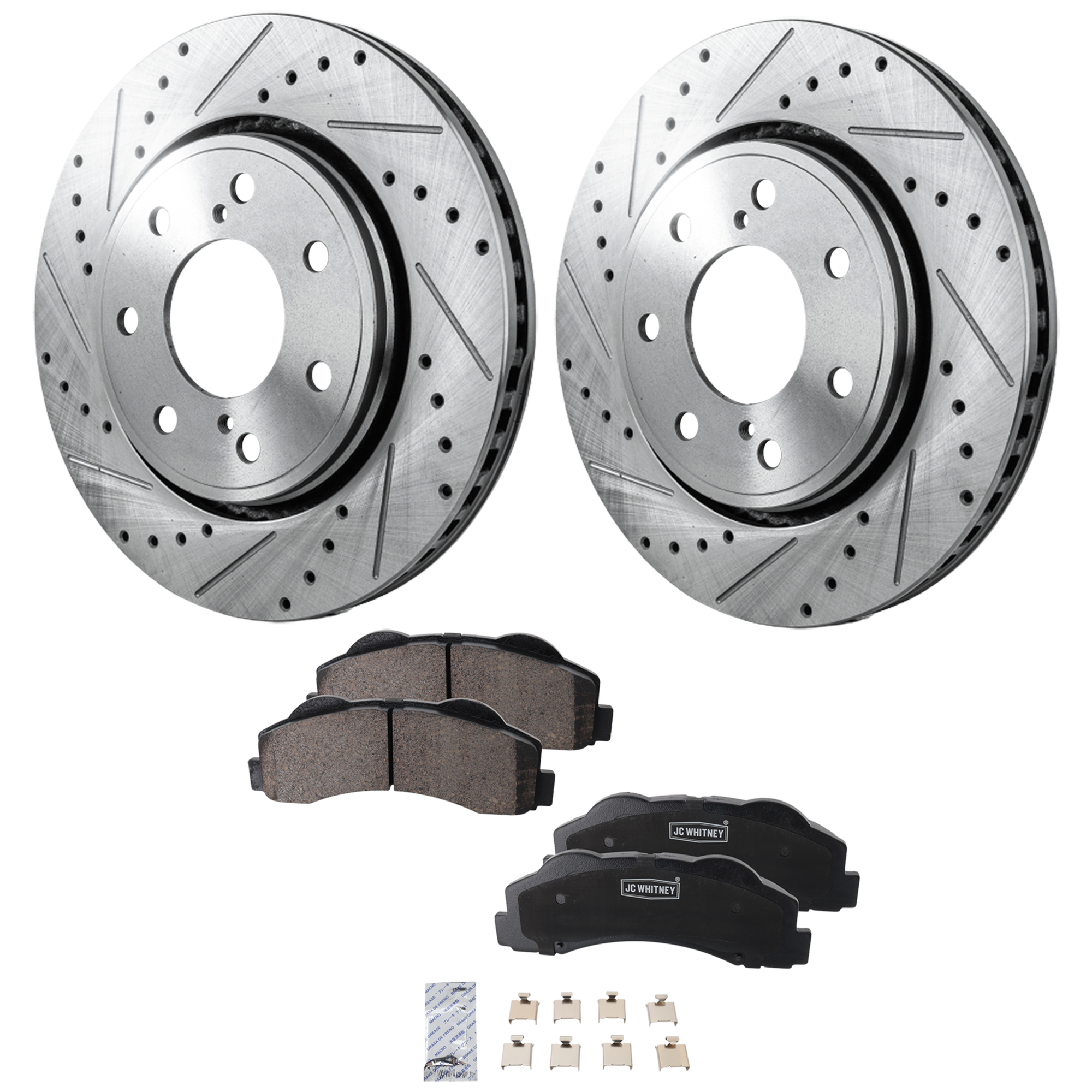 AM F 150-10-14 FRONT BRAKE DISC AND PAD KIT 2 Wheel Set SKU KIT 102425 GD174 OEM 42275-54173-850190-900848-6005