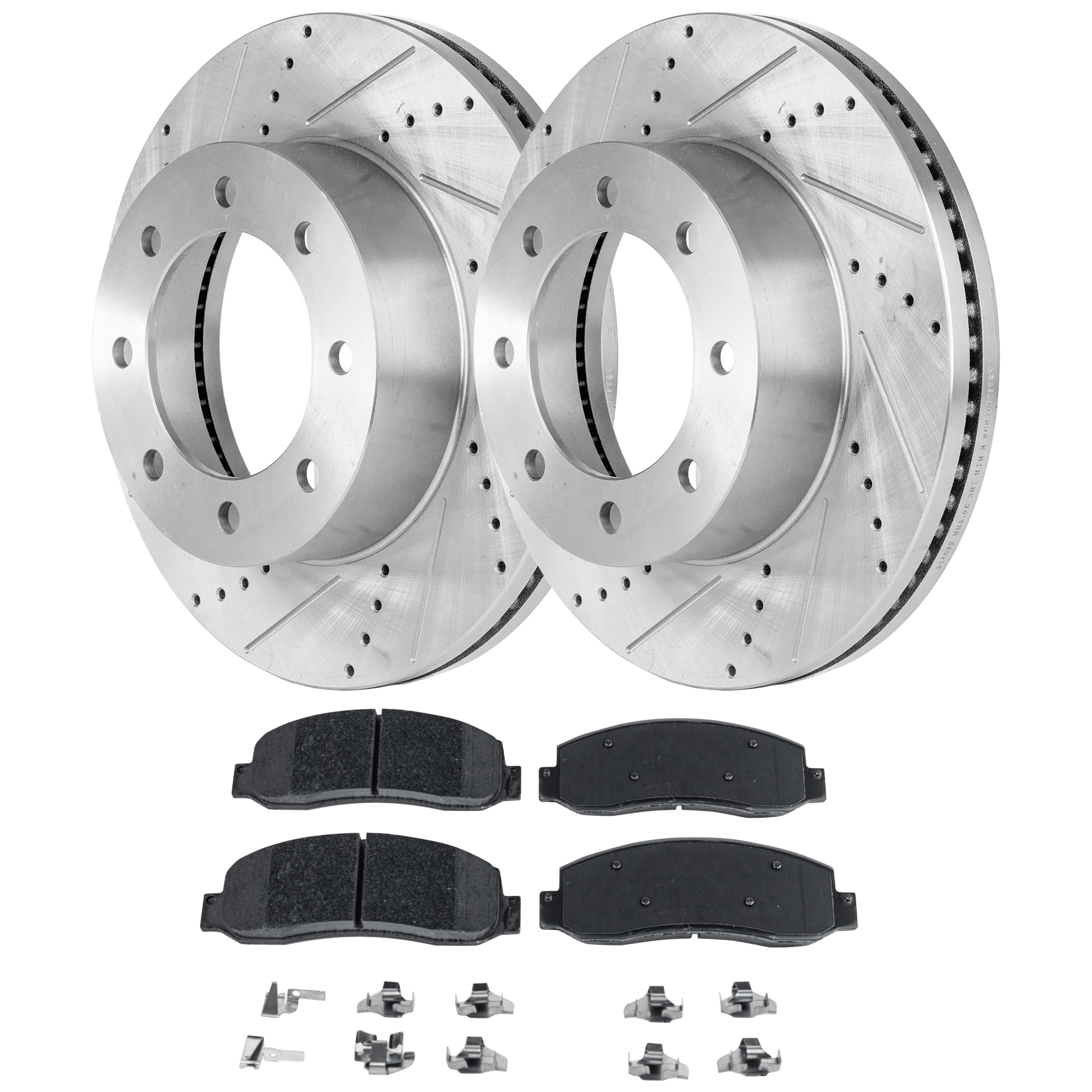AM F 350 SUPER DUTY 12-12 FRONT BRAKE DISC AND PAD KIT 2 Wheel Set SKU KIT 102425 GD182 OEM 42292-681016-850349-60054223-6